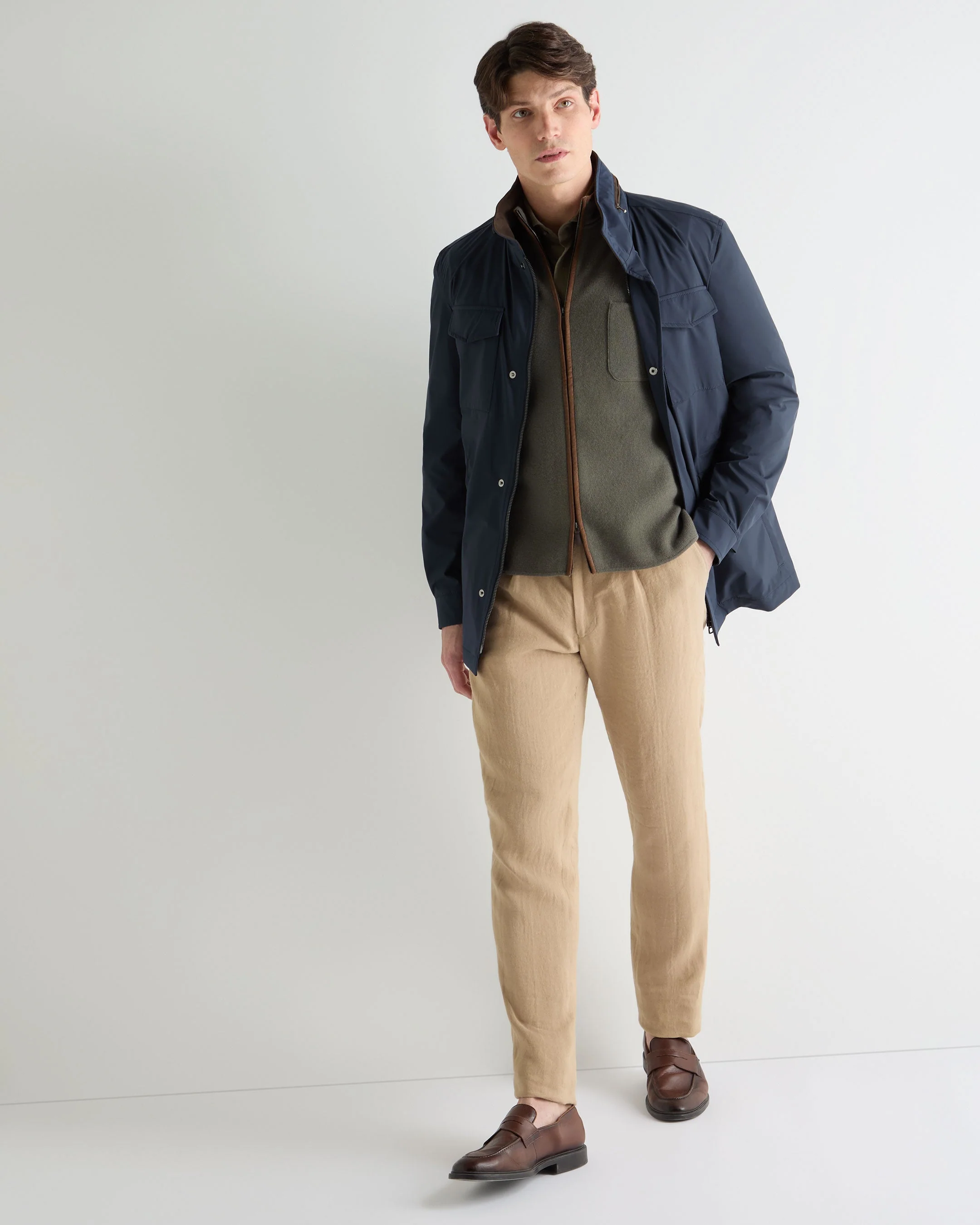 Men's Shaftesbury Cashmere Gilet Olive Green - Image 3