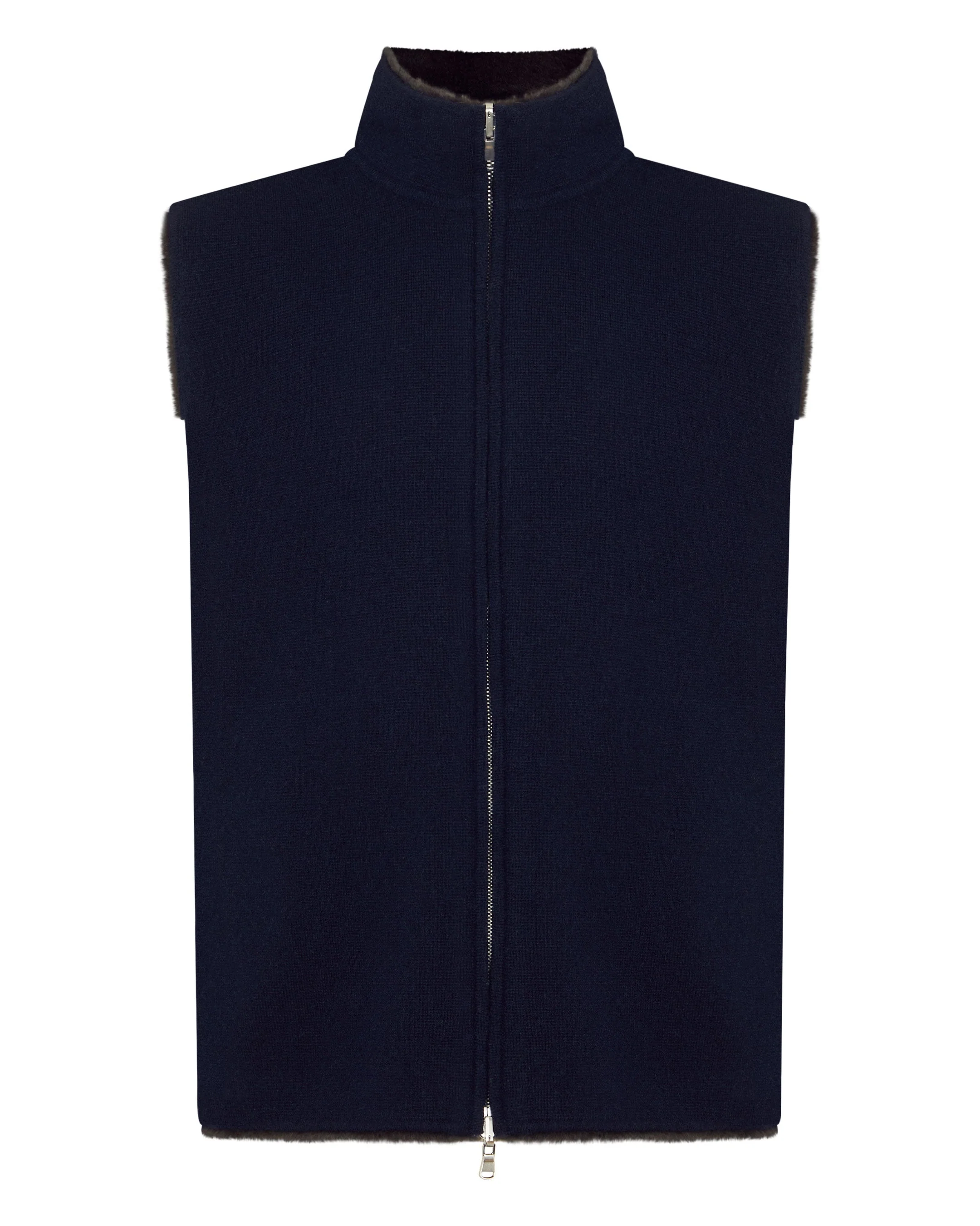 Men's Shaftesbury Reversible Cashmere Gilet Navy Blue - Image 2