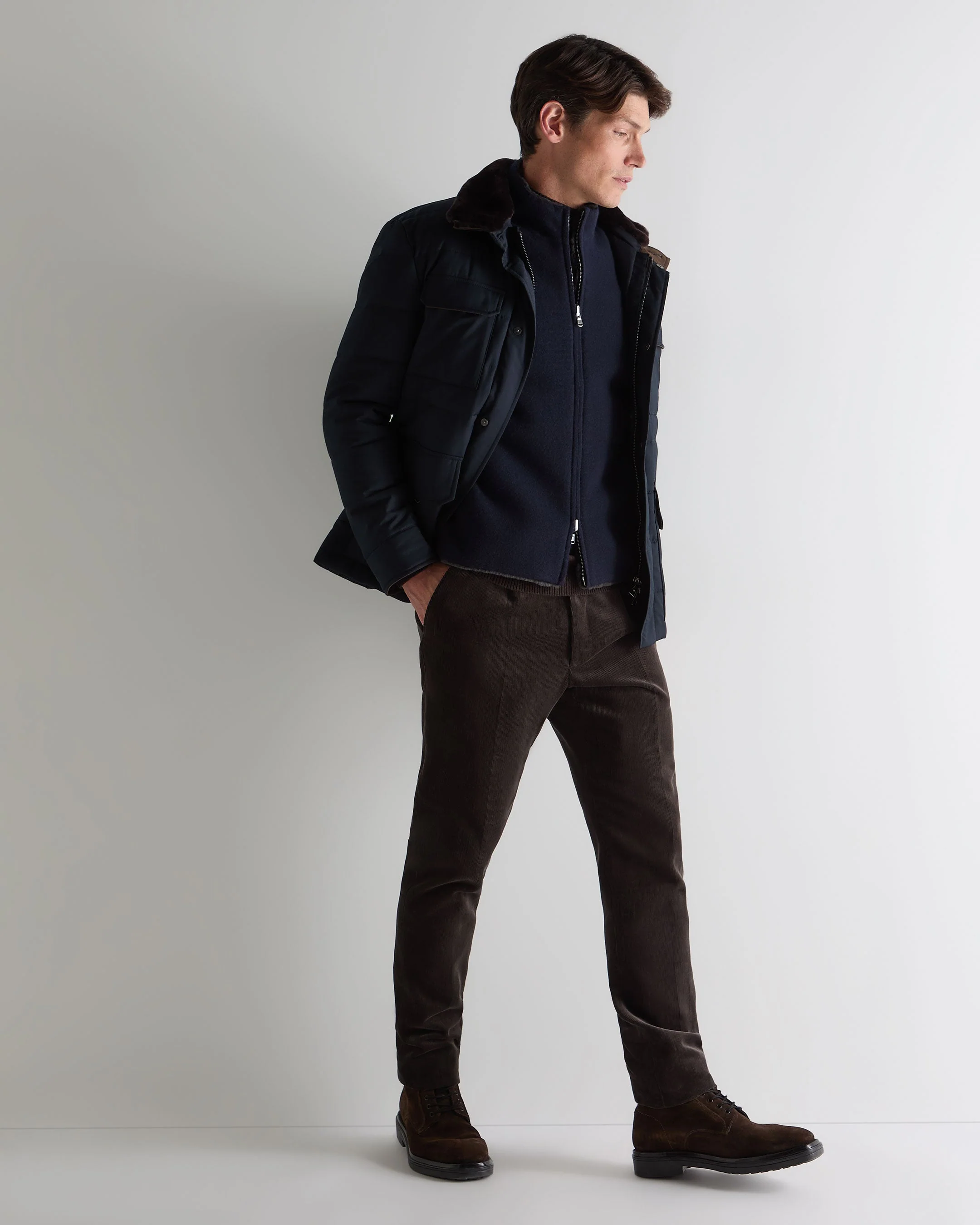 Men's Shaftesbury Reversible Cashmere Gilet Navy Blue - Image 3