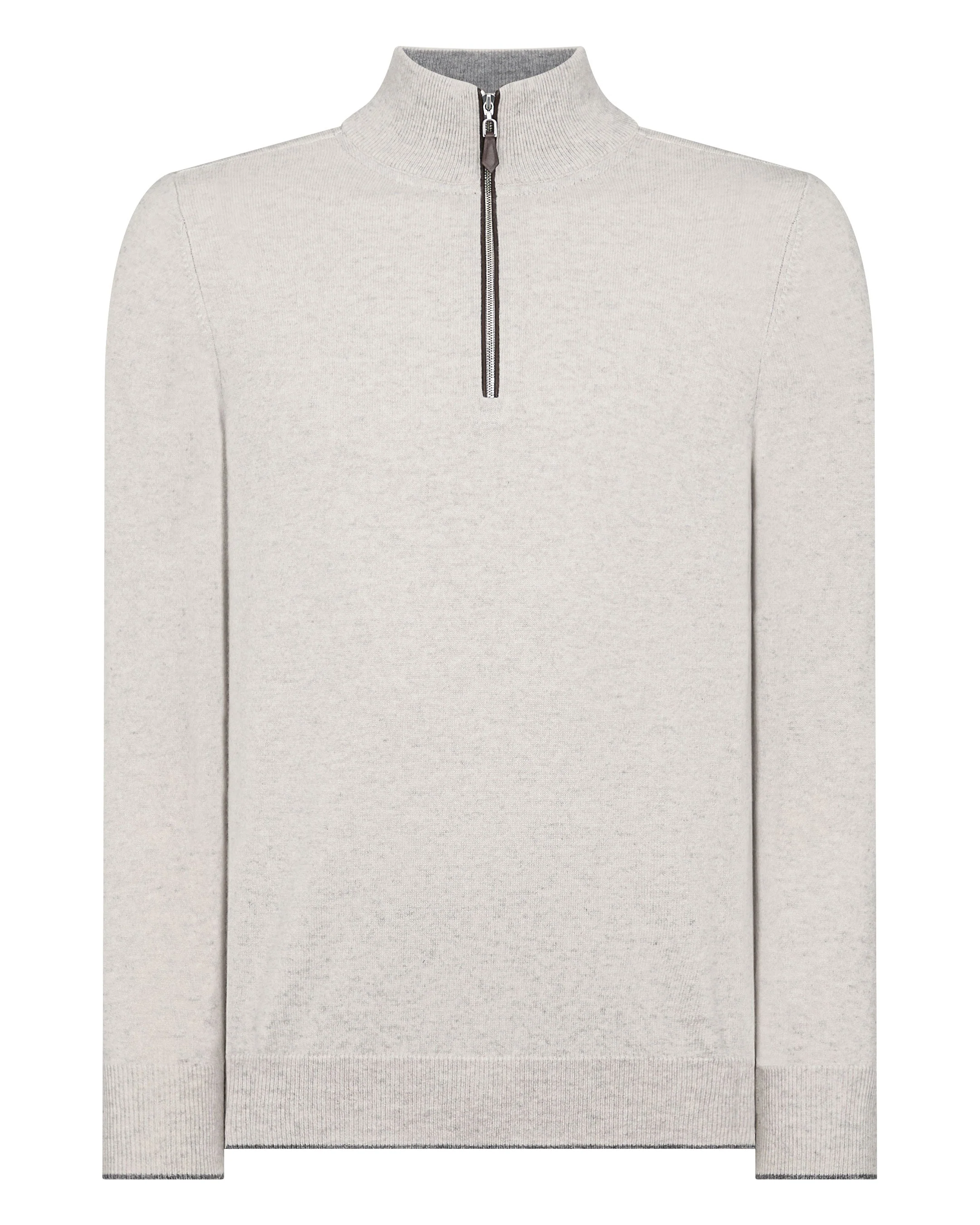 Men's Carnaby Half Zip Cashmere Jumper Pebble Grey - Image 2