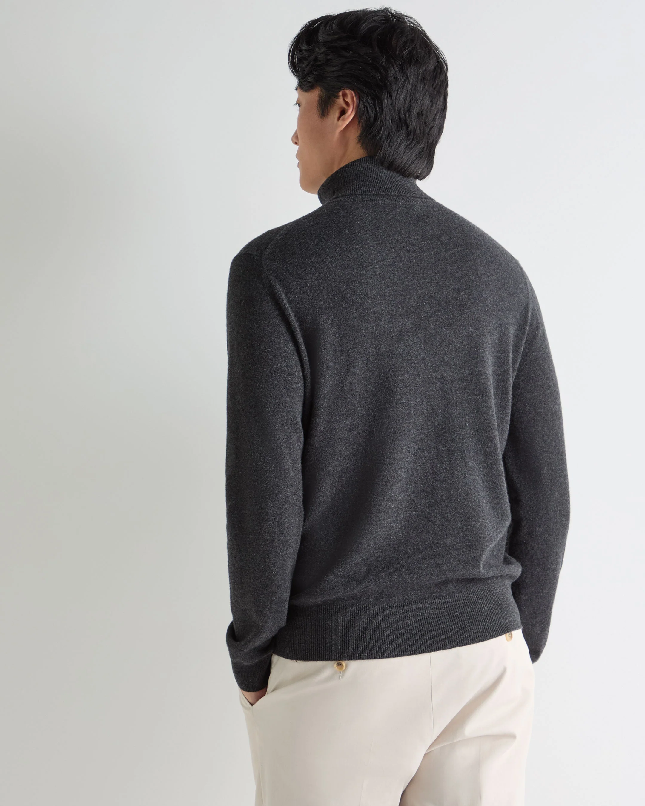 Men's Trafalgar Turtle Neck Cashmere Sweater Deep Charcoal Grey - Image 4