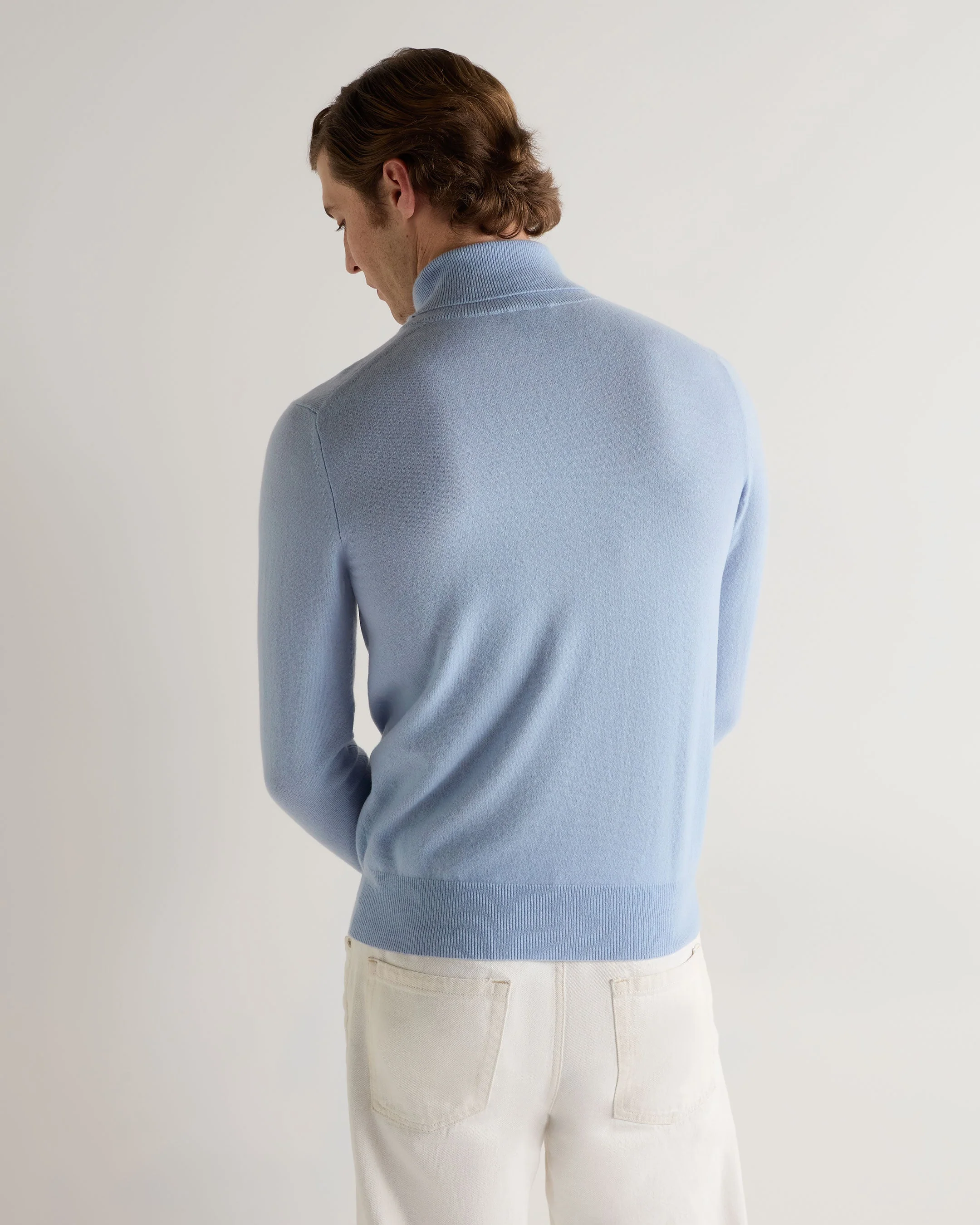 Men's Trafalgar Turtle Neck Cashmere Sweater Sea Mist Blue - Image 4