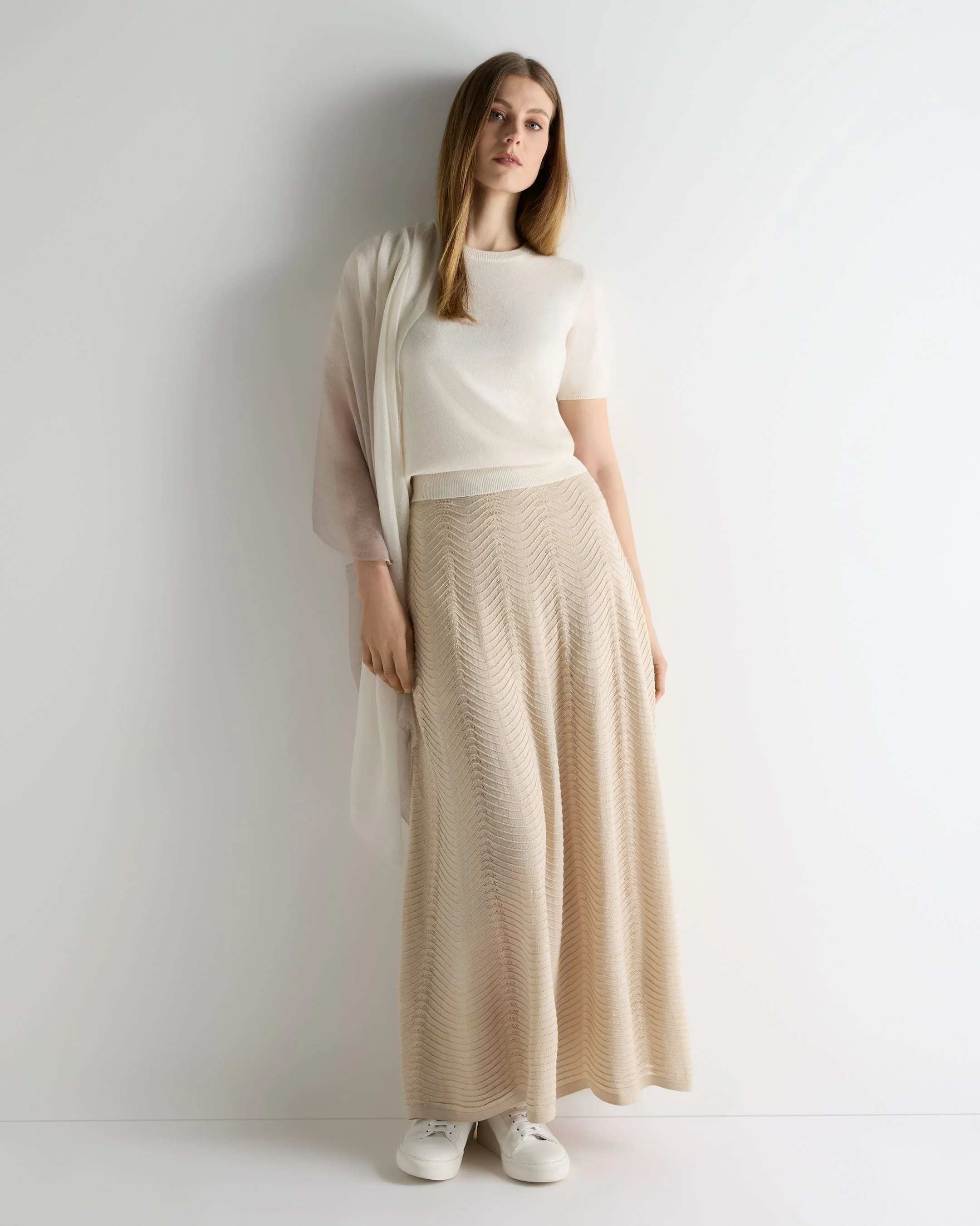 Women's Milly Classic Cashmere T-Shirt New Ivory White - Image 3