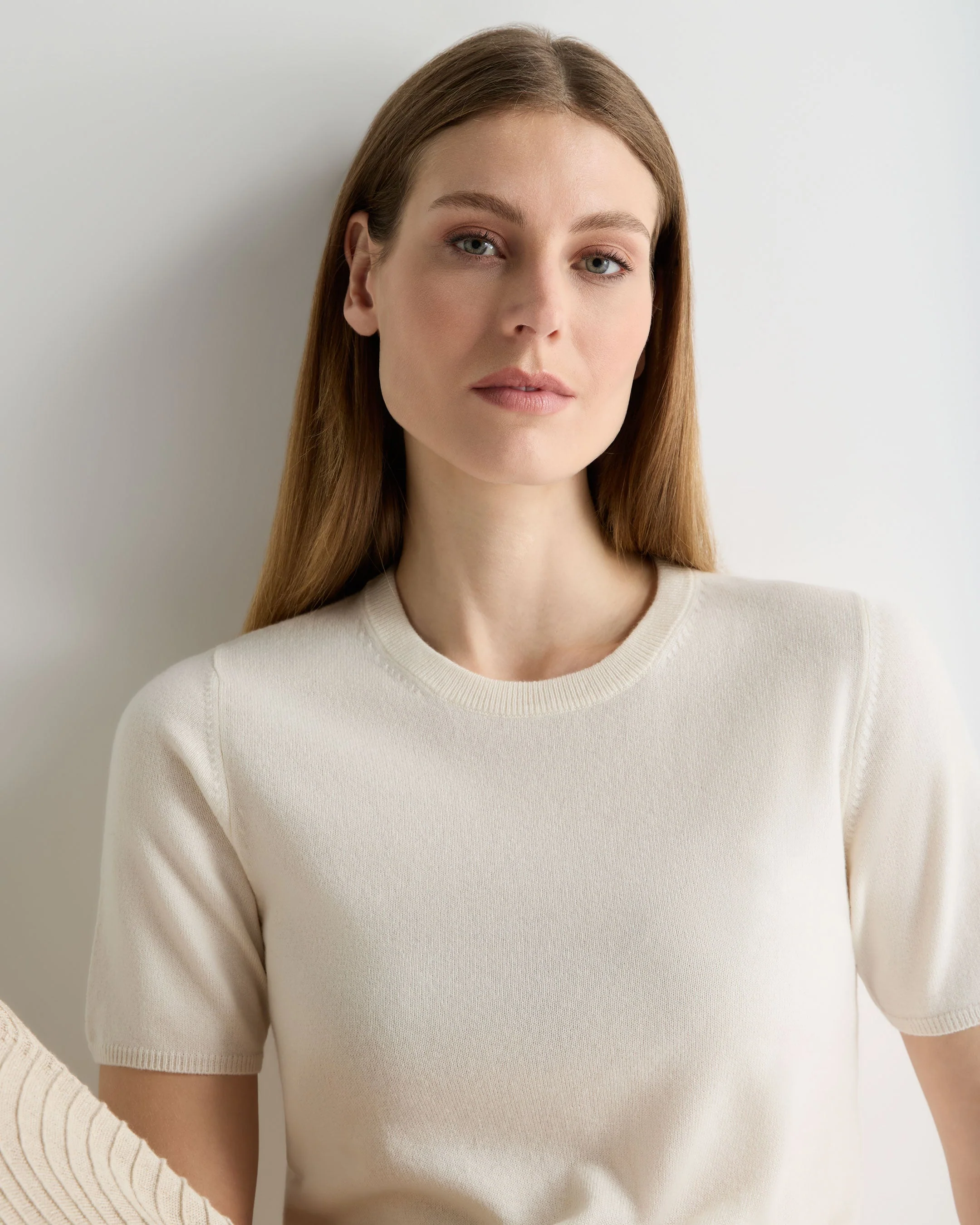 Women's Milly Classic Cashmere T-Shirt New Ivory White - Image 5