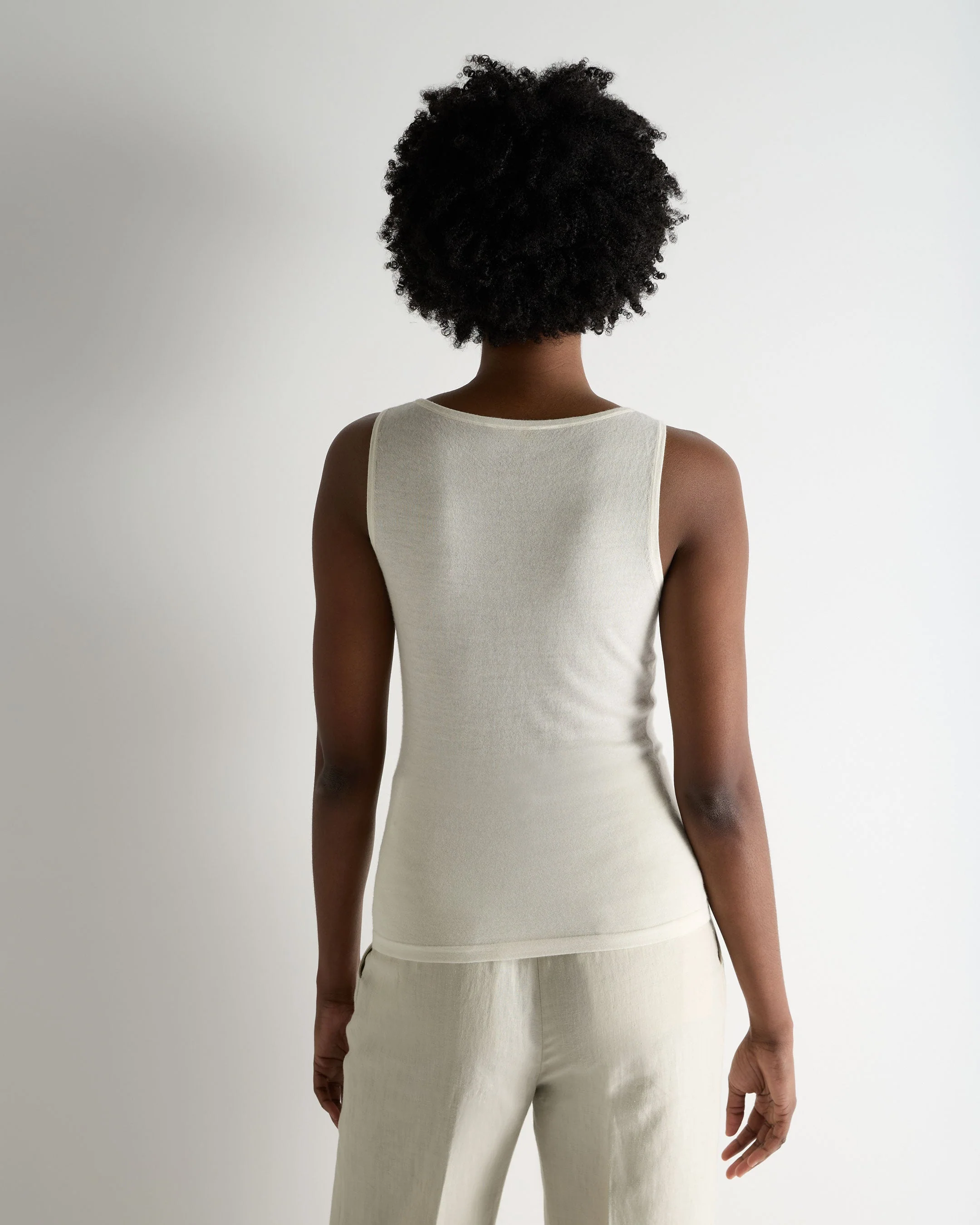Women's Ella Superfine Cashmere Shell Top New Ivory White - Image 4