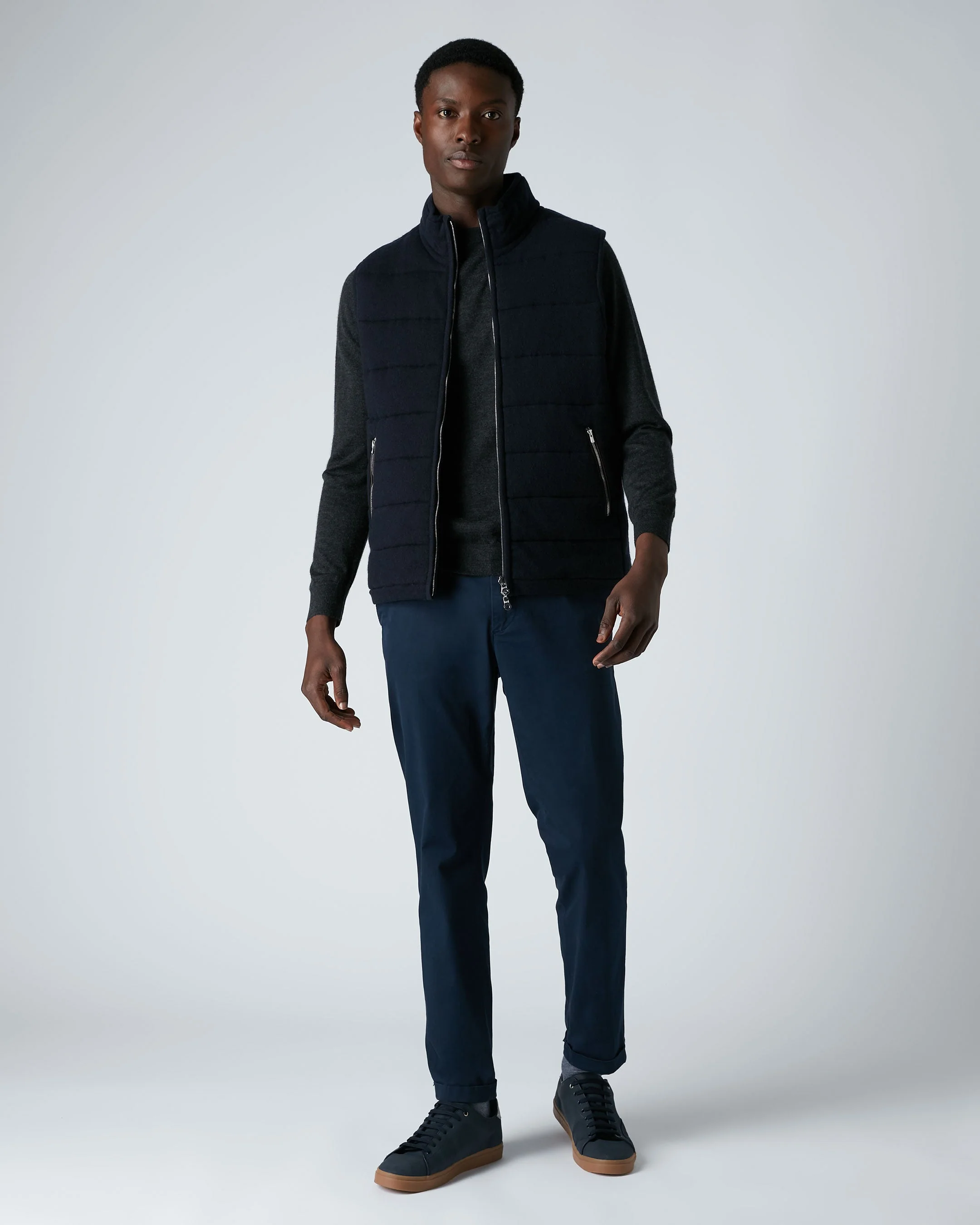 Men's Mall Reversible Cashmere Gilet Navy Blue - Image 3