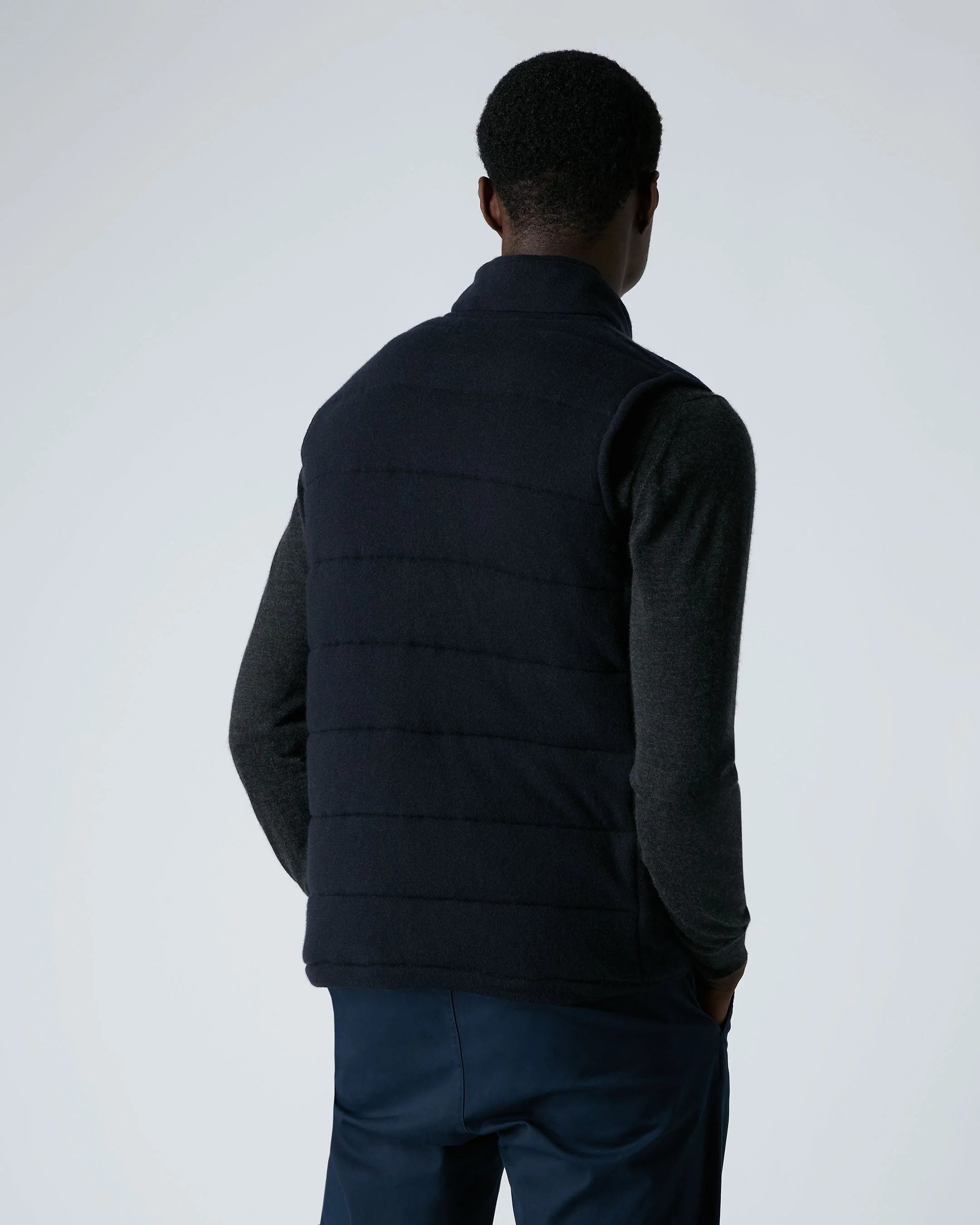 Men's Mall Reversible Cashmere Gilet Navy Blue - Image 4
