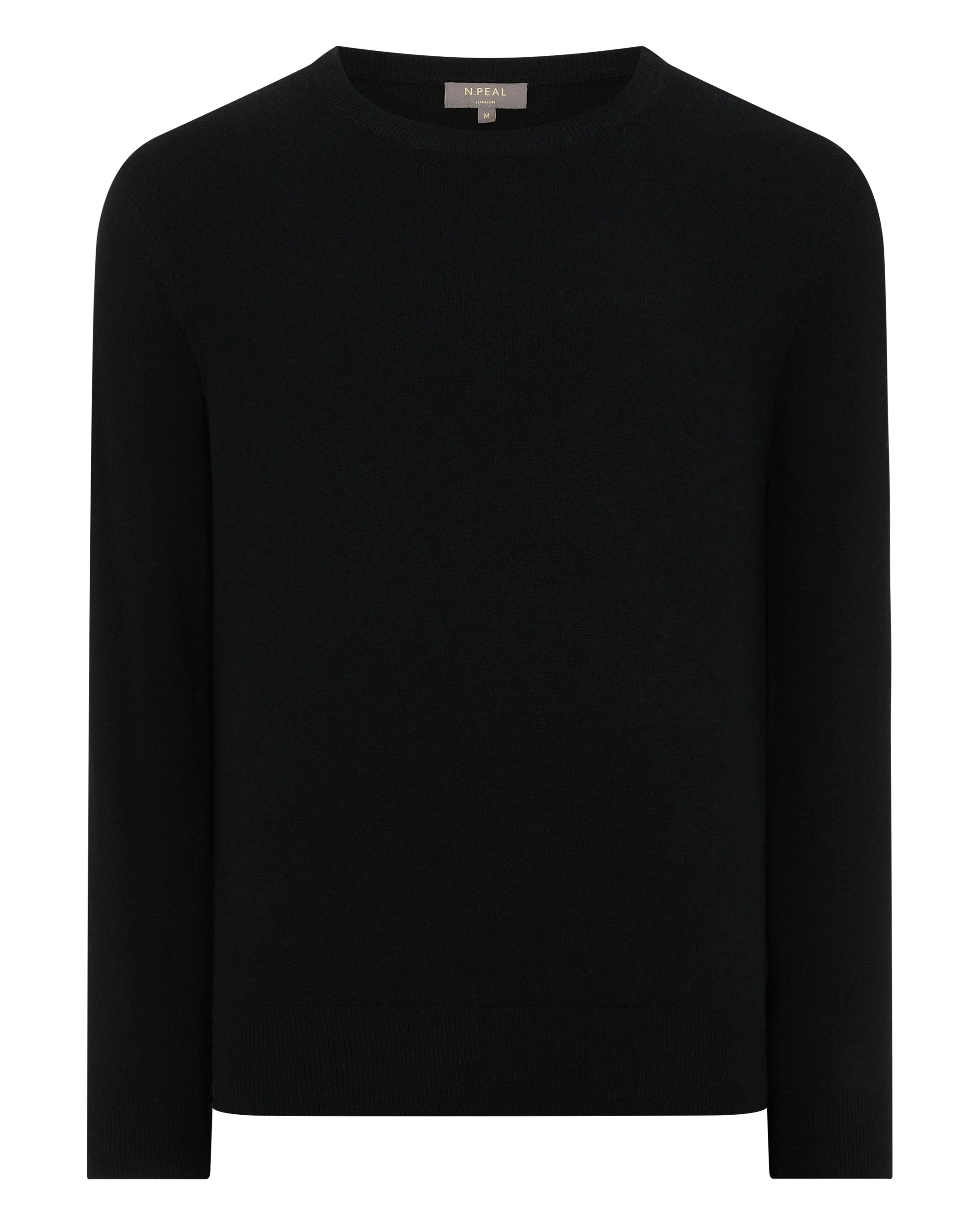 Men's Oxford Round Neck Cashmere Sweater Black - Image 2