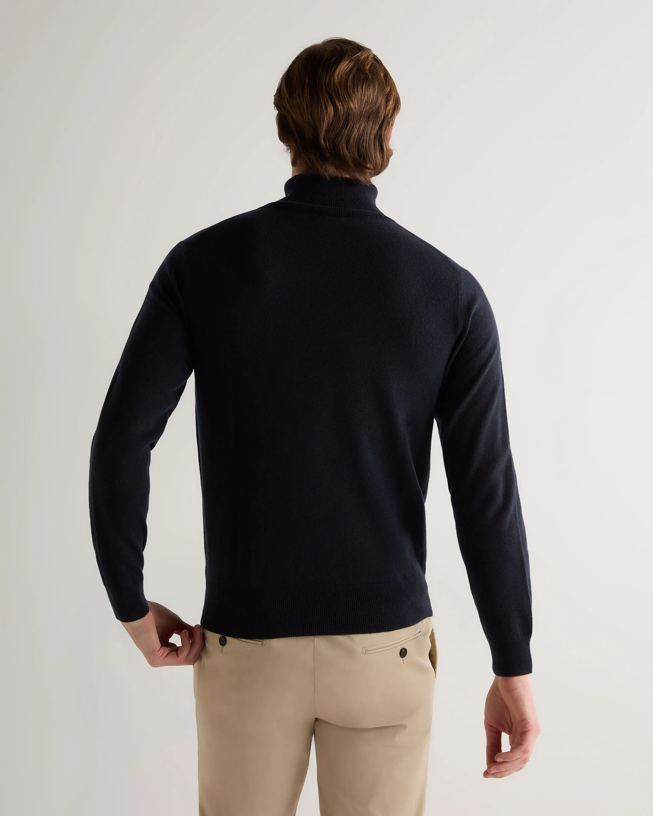 Men's Trafalgar Turtle Neck Cashmere Sweater Navy Blue - Image 4