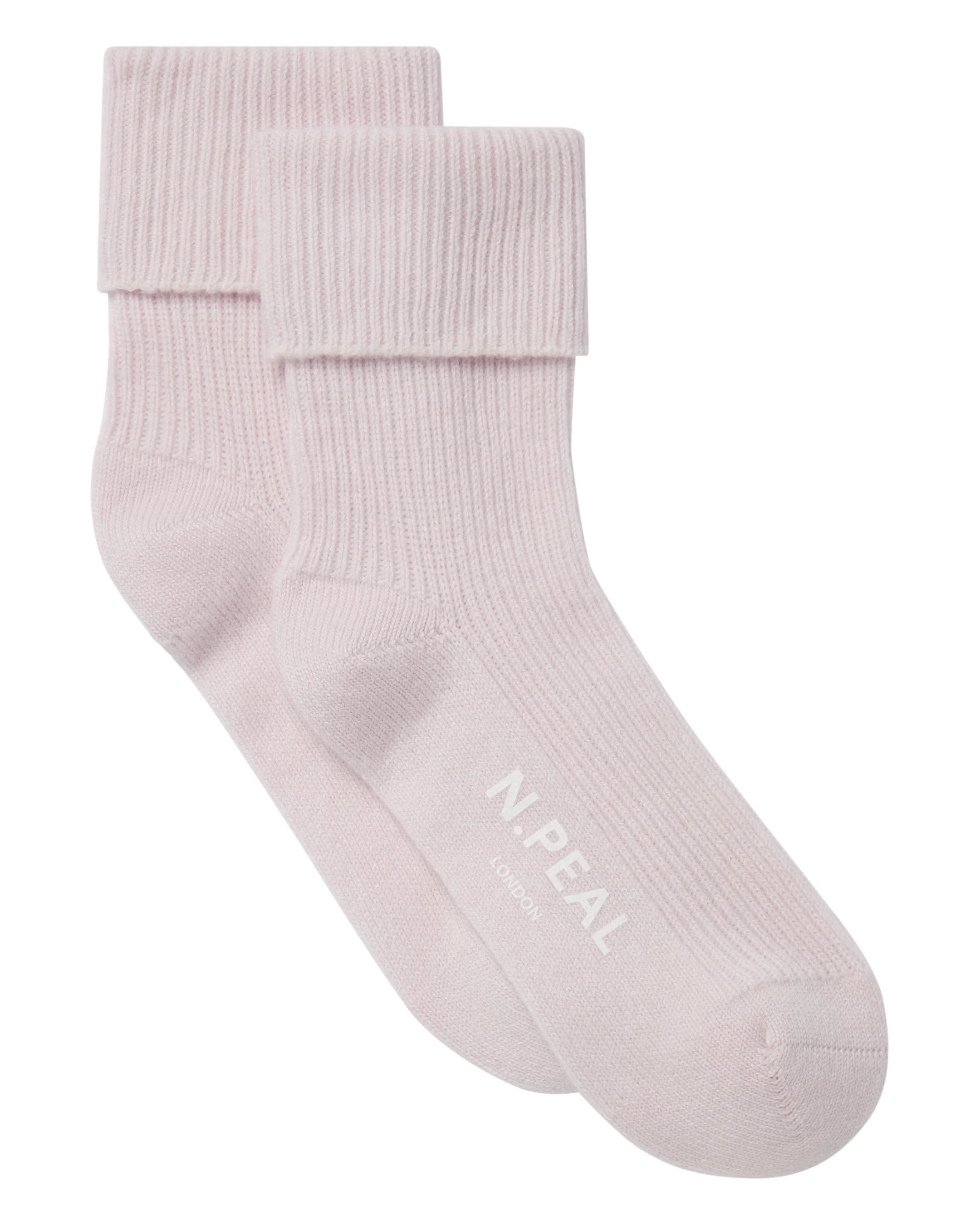 Unisex Cashmere Rib Bed Socks Chalk Pink