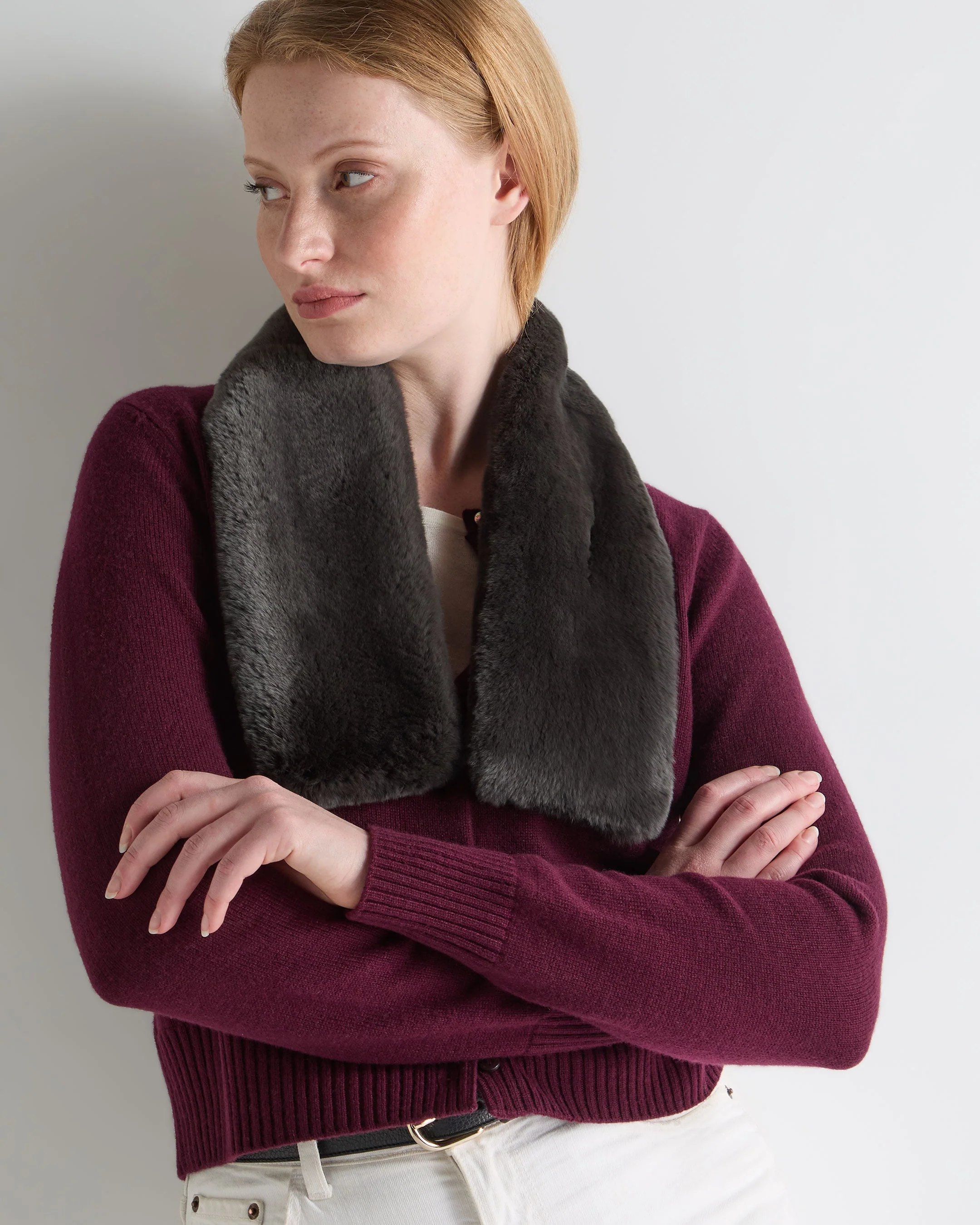 Unisex Fur Neckwarmer Arabica Khaki Green - Image 5