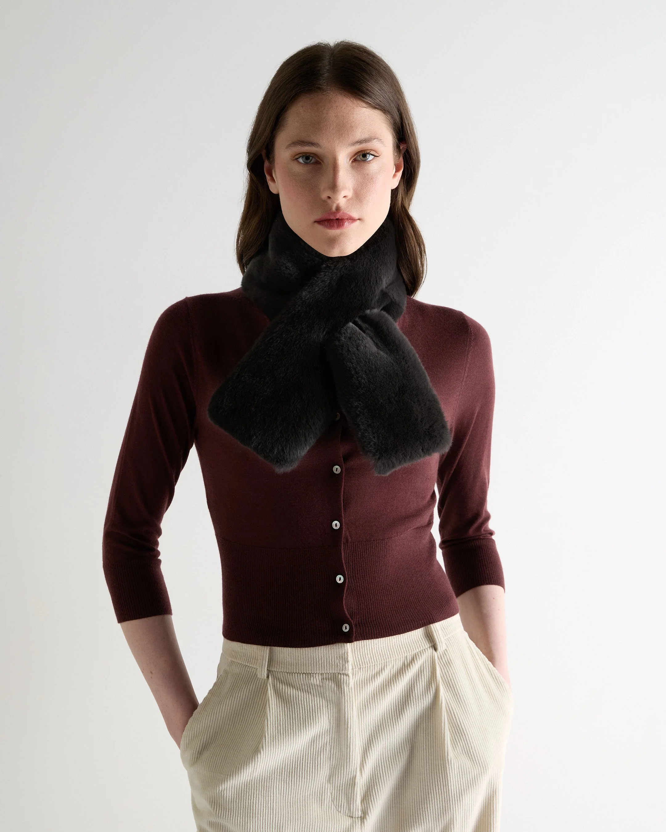 Unisex Fur Neckwarmer Chocolate Brown - Image 5
