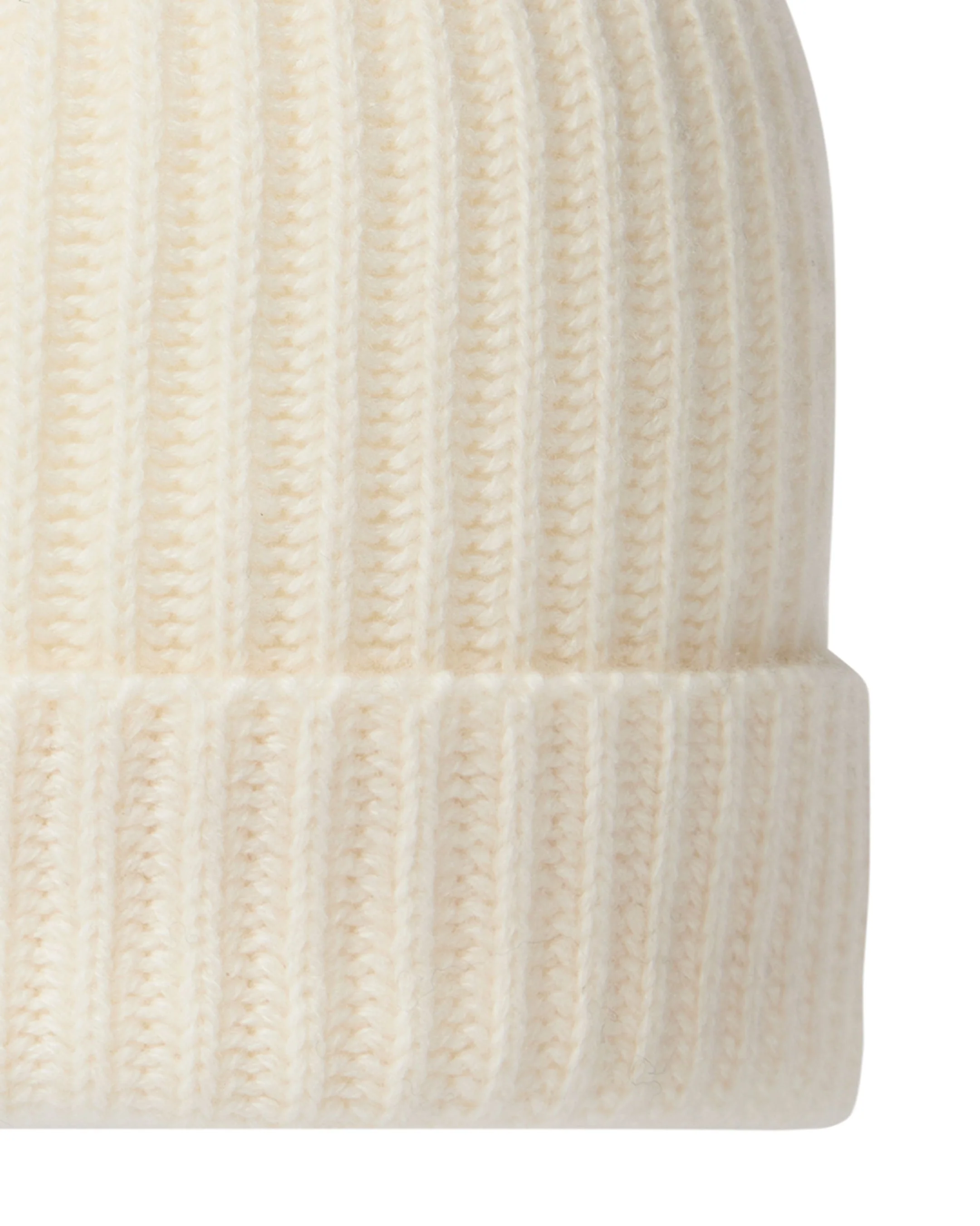 Unisex Ribbed Cashmere Hat New Ivory White - Image 2