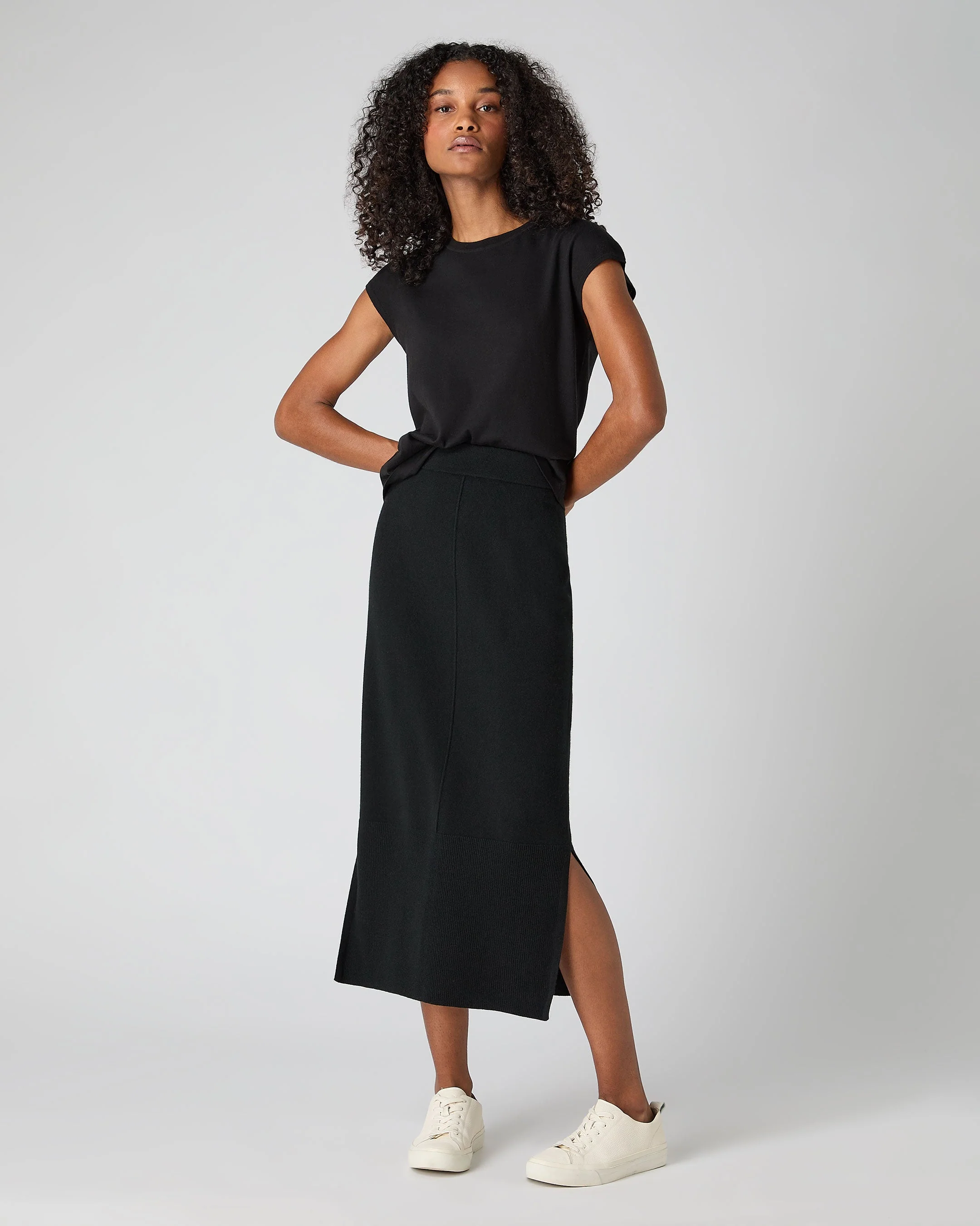 Women's Cotton Cashmere Silk Top Black - Image 3