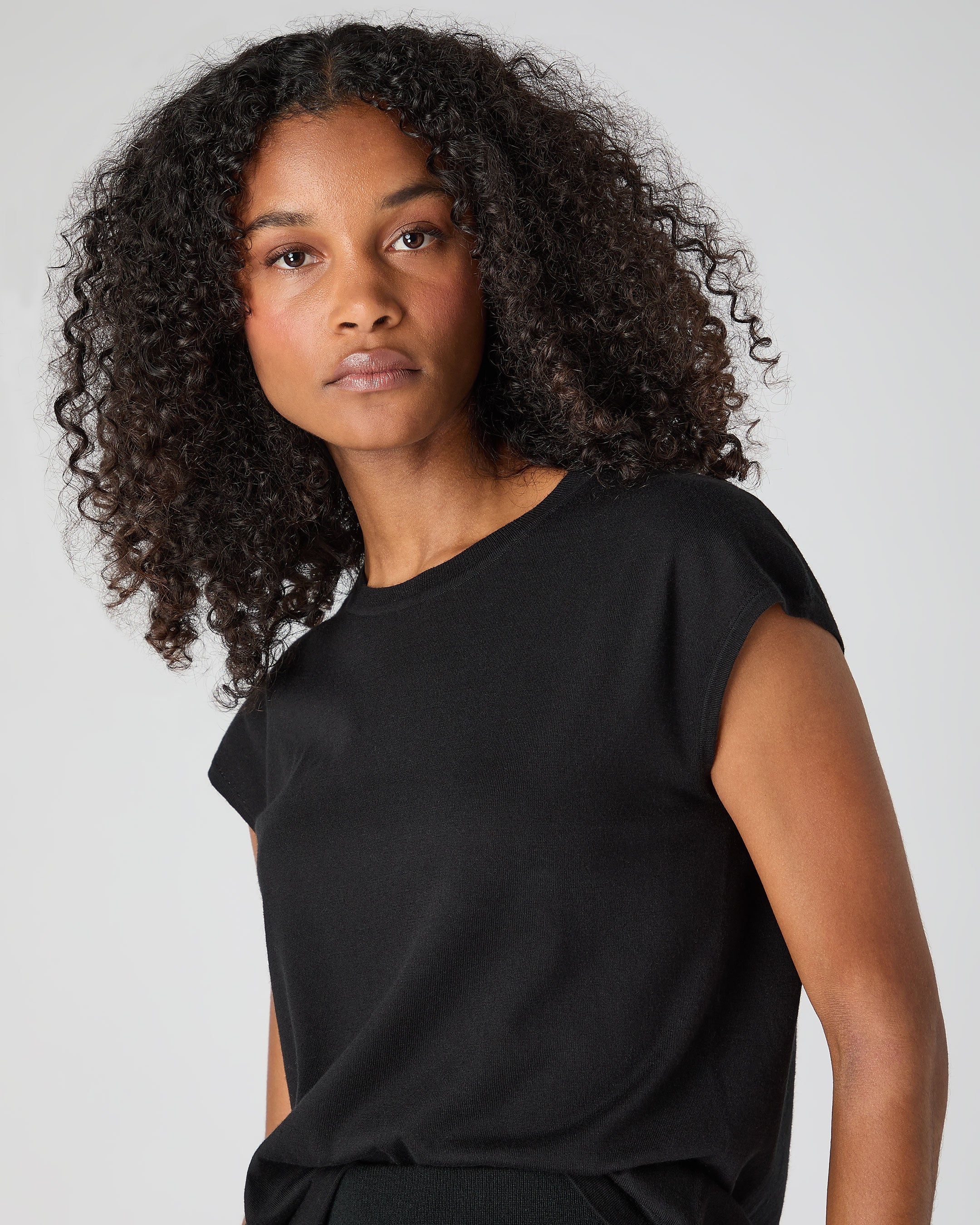 Women's Cotton Cashmere Silk Top Black - Image 5