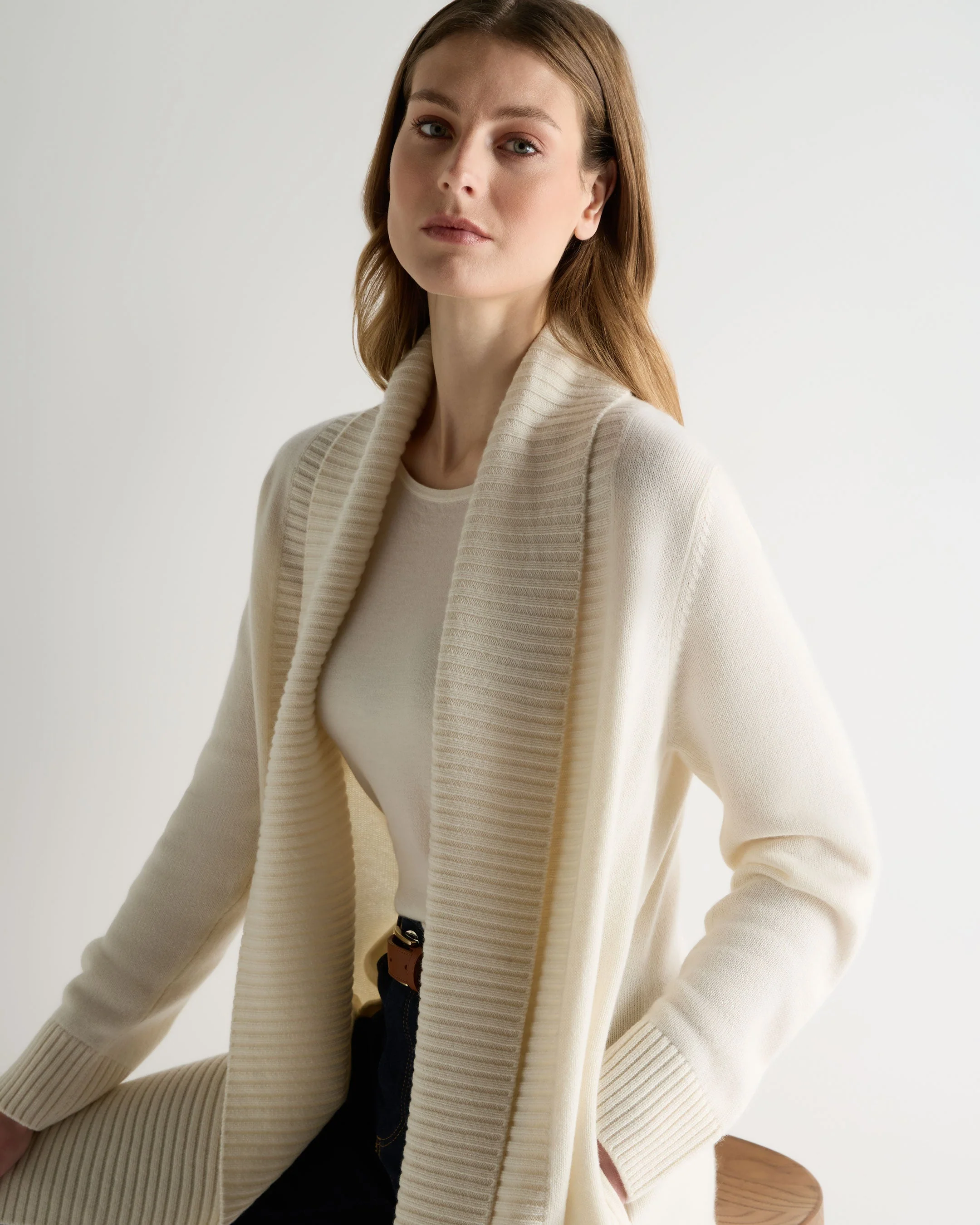 Women's Abbey Cashmere Cardigan New Ivory White - Image 5