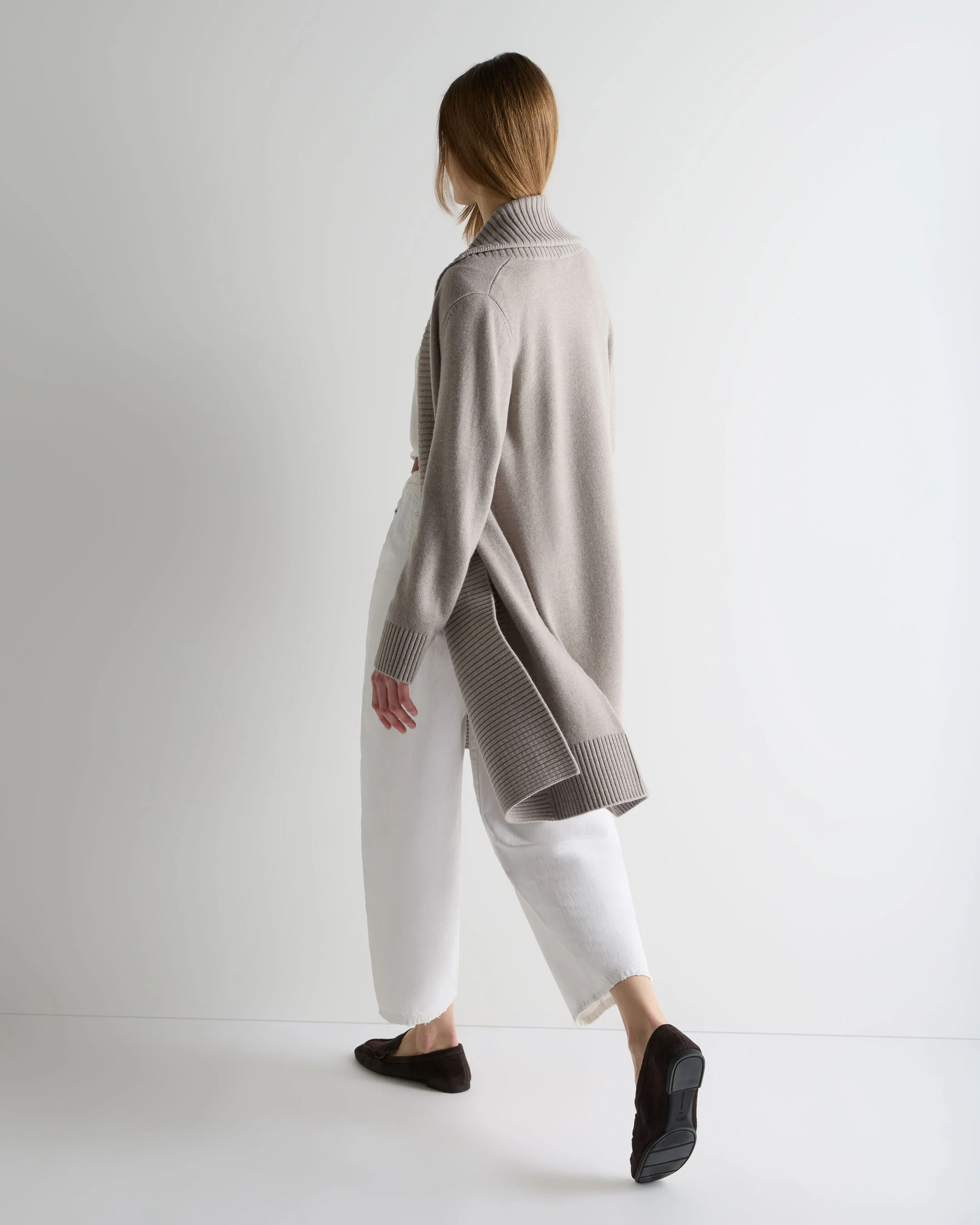 Women's Abbey Cashmere Cardigan Oat Grey - Image 4