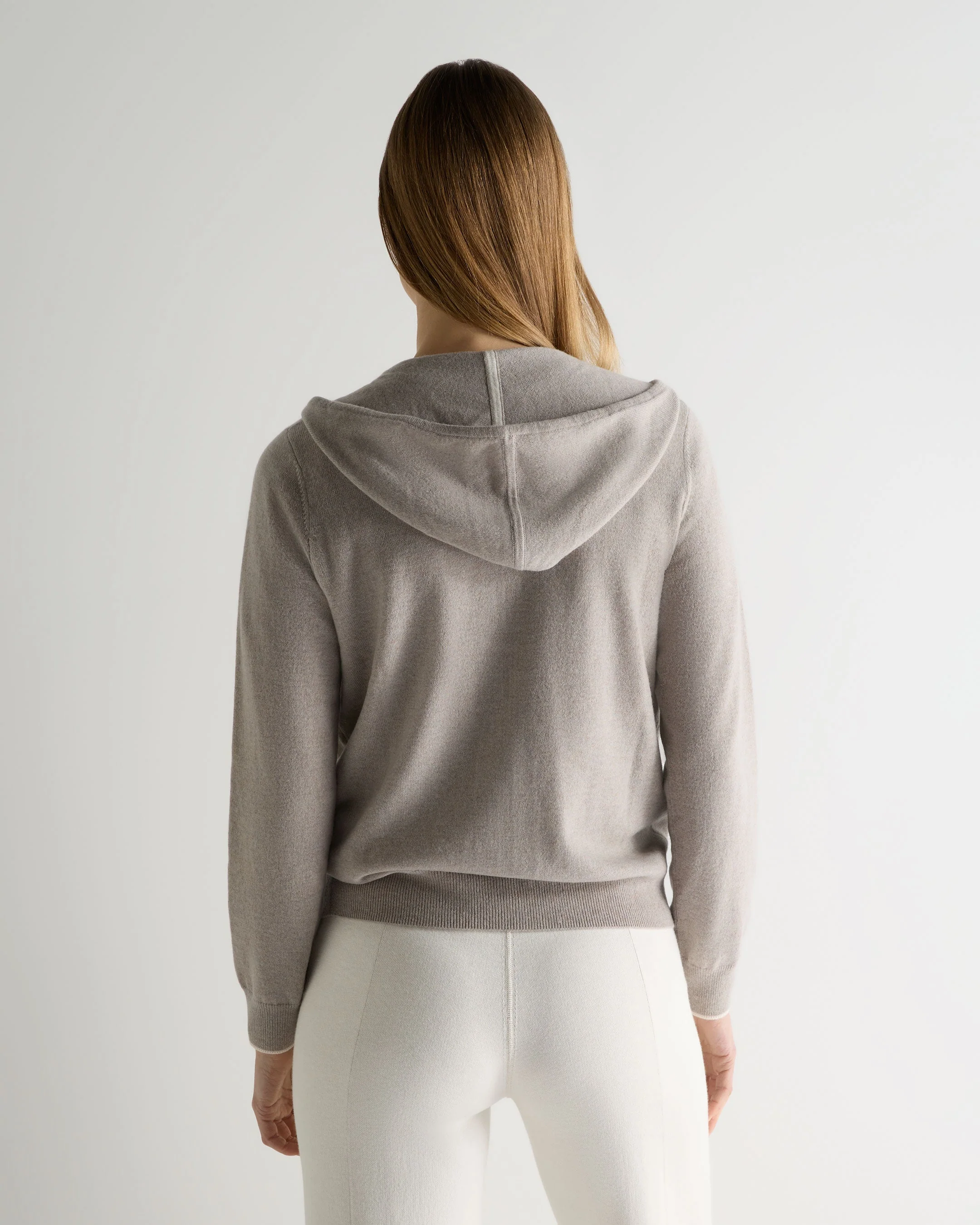 Women's Ada Cashmere Hoodie Oat Grey - Image 4