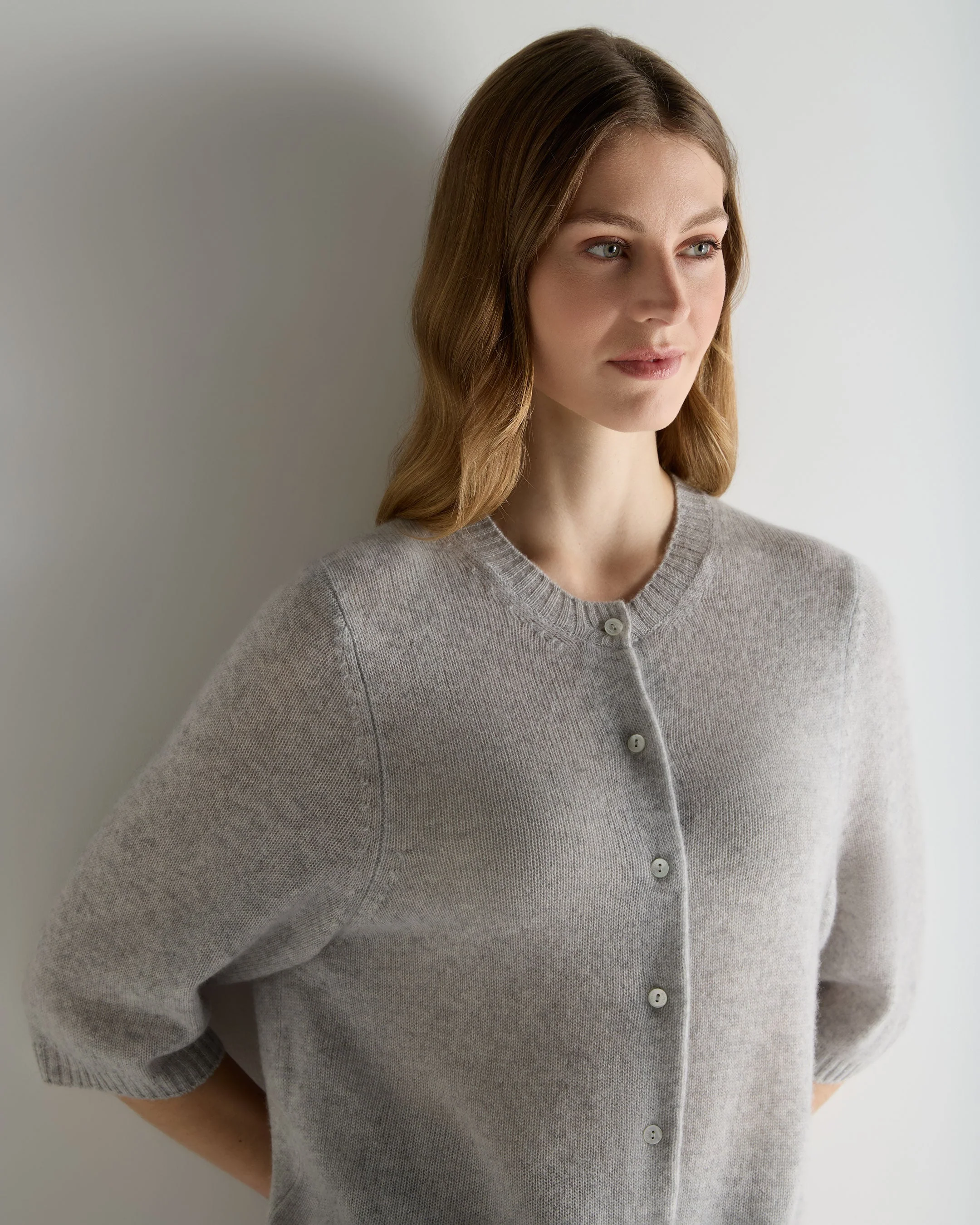 Women's Air Cashmere Cardigan Fumo Grey - Image 5