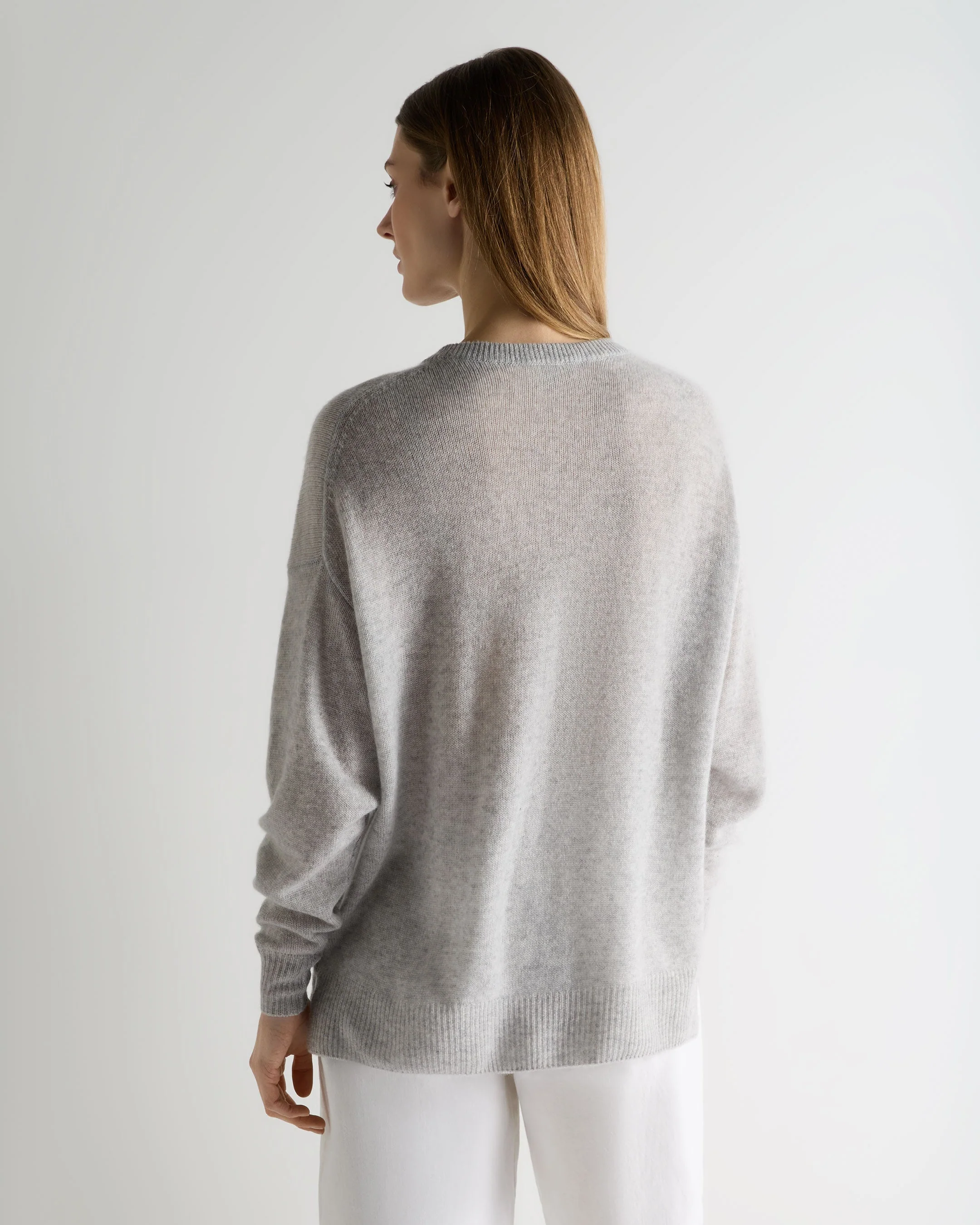 Women's Air Longline Cashmere Sweater Fumo Grey - Image 4