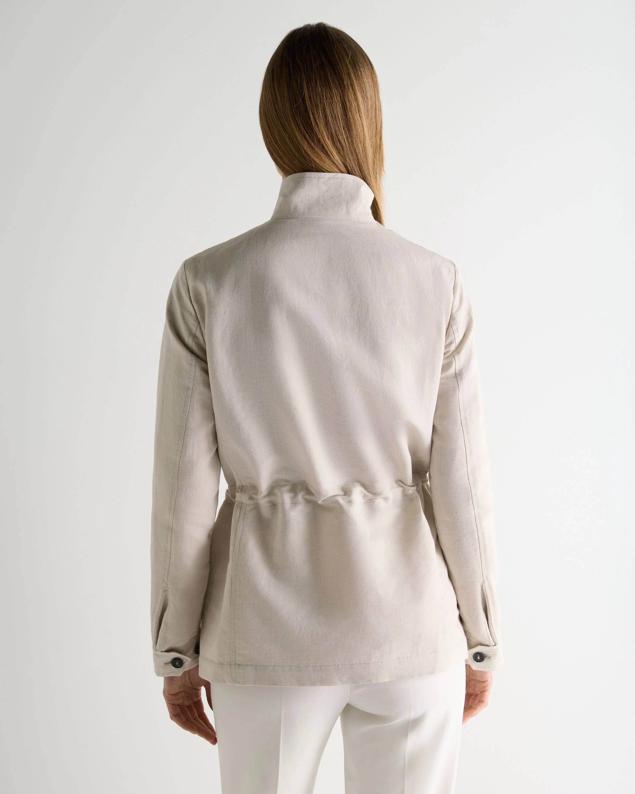 Women's Avola Linen Blend Jacket Stone Brown - Image 4