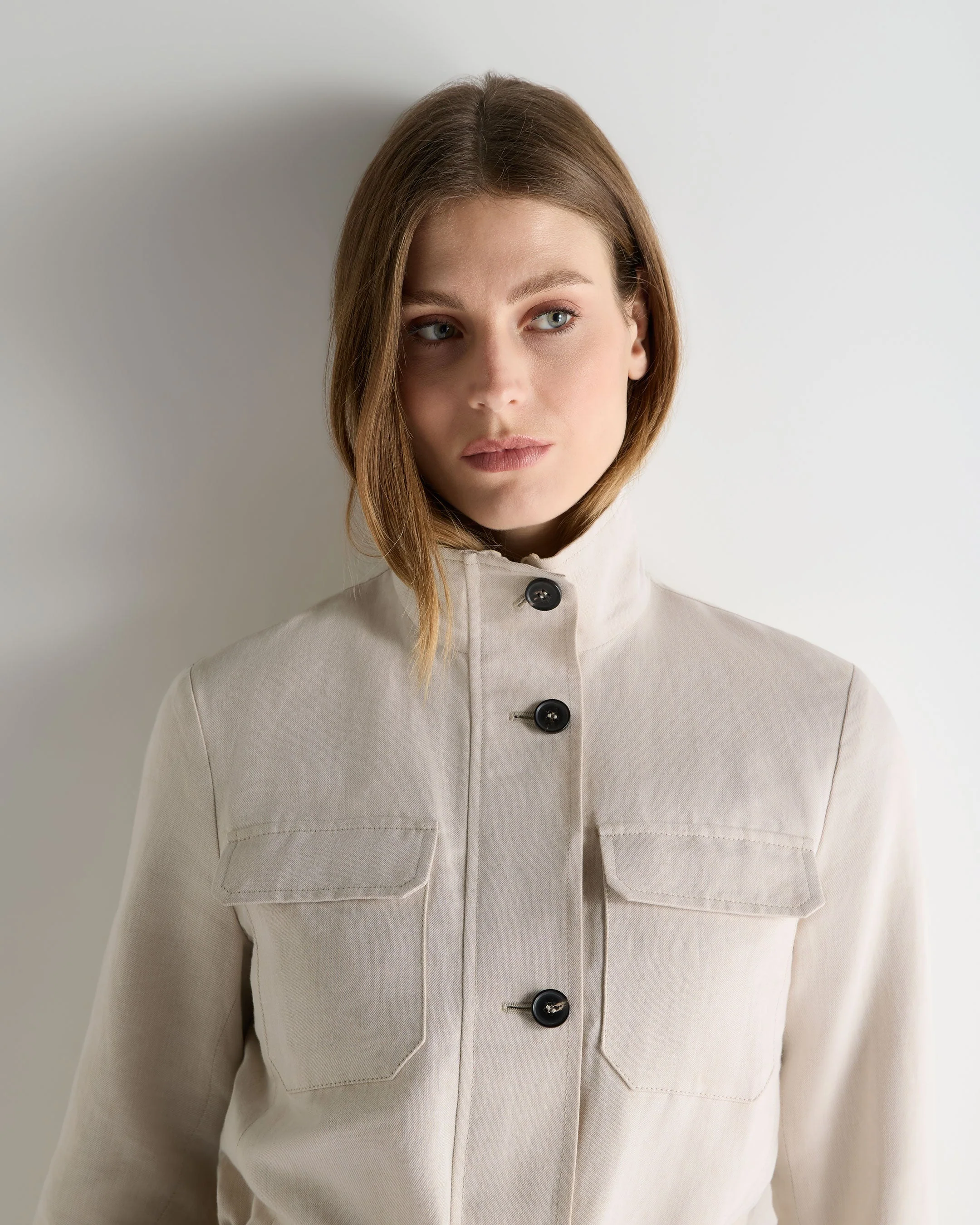 Women's Avola Linen Blend Jacket Stone Brown - Image 5