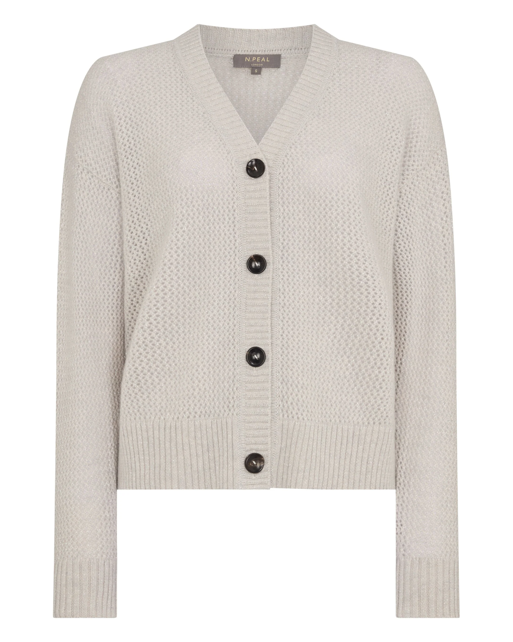 Women's Azure Stitch Cashmere Cardigan Pebble Grey Sparkle - Image 2