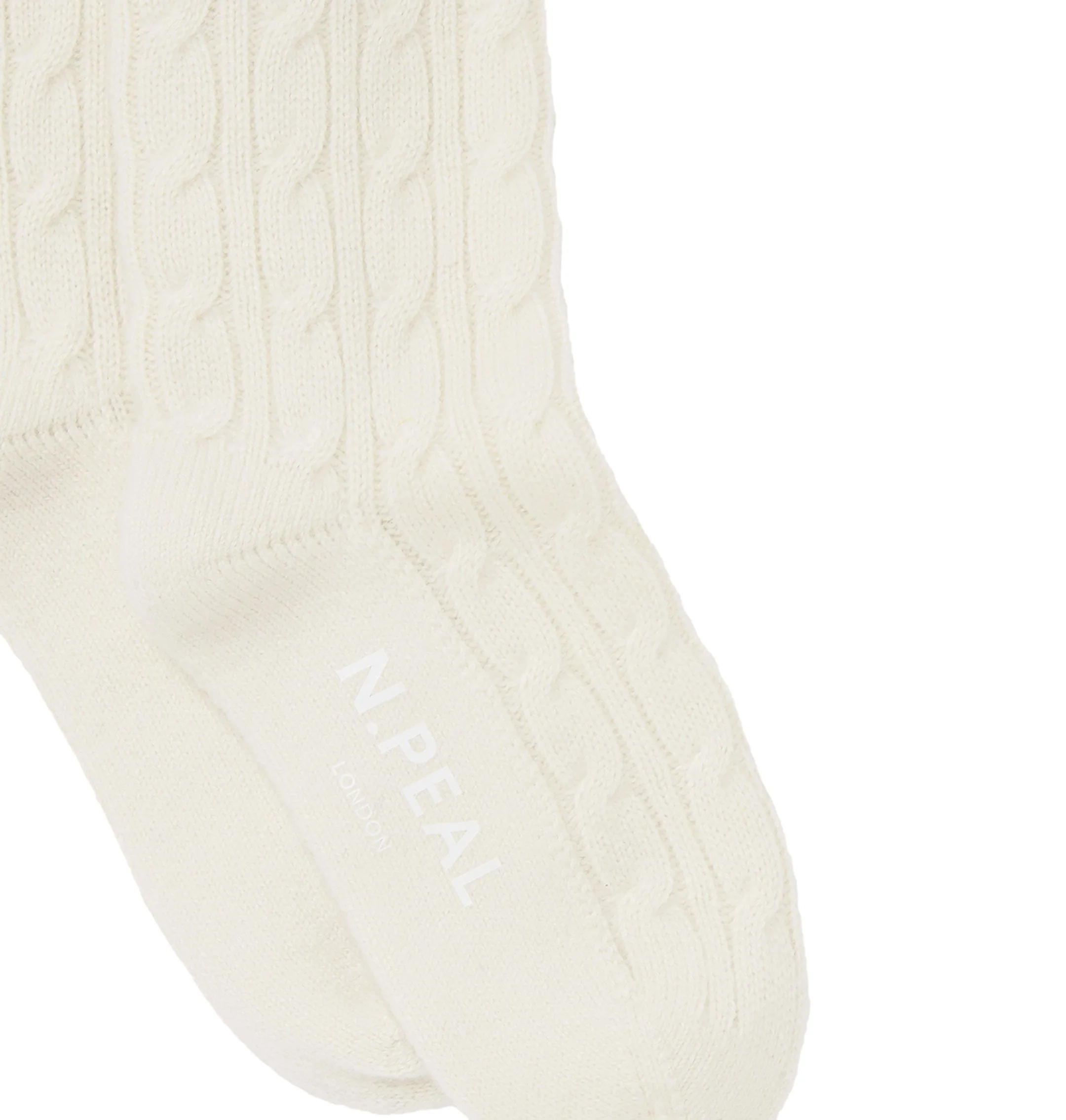 Women's Cable Cashmere House Socks New Ivory White - Image 2