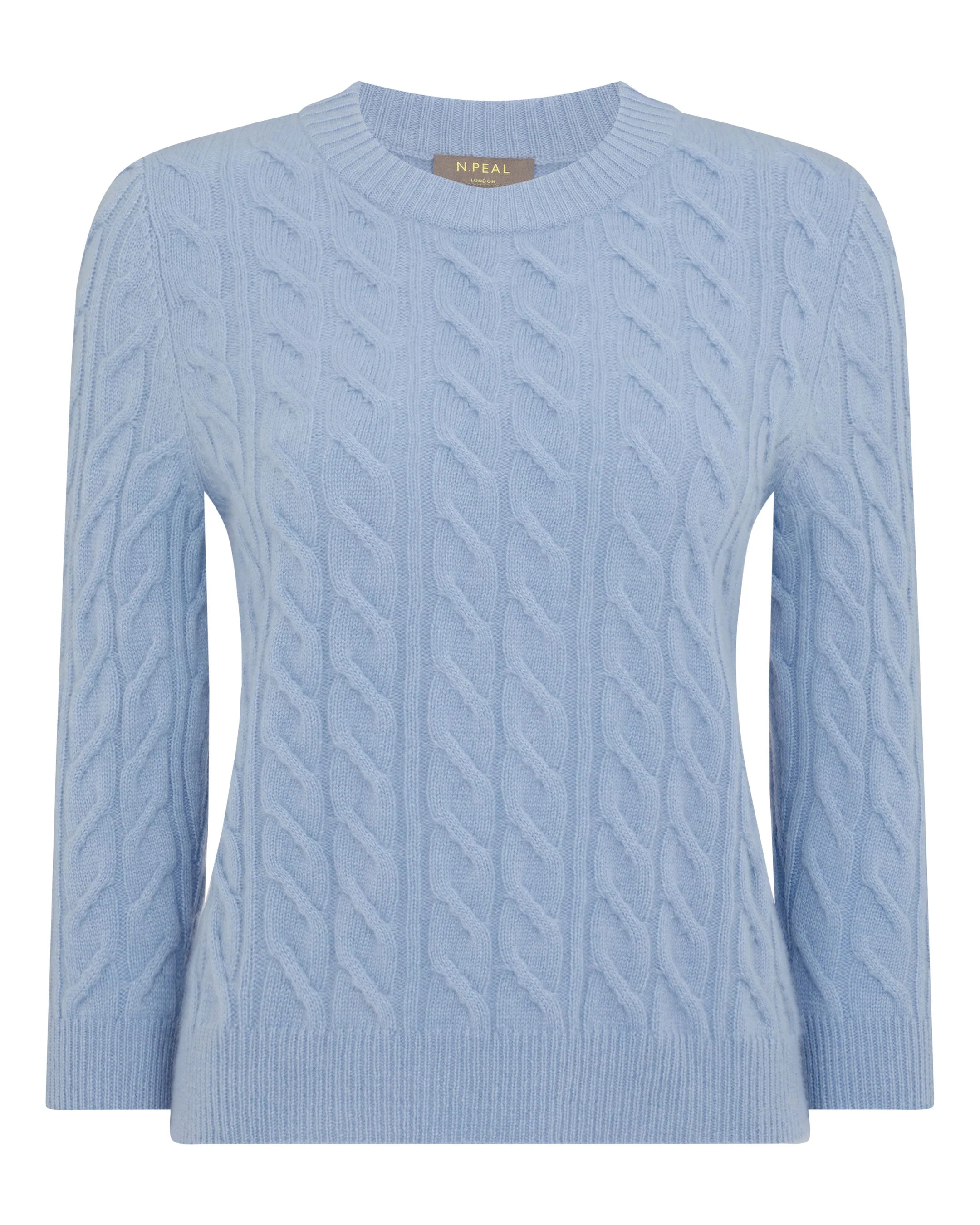 Women's Emilia Cable Round Neck Cashmere Sweater Sea Mist Blue - Image 2