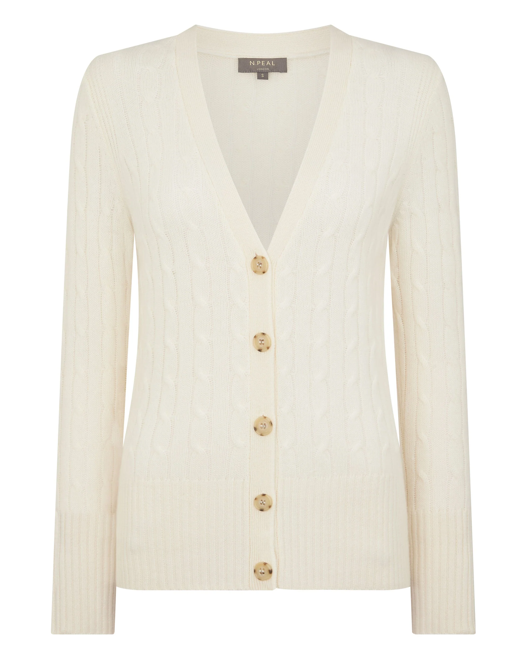 Women's Clara Cable V Neck Cashmere Cardigan New Ivory White - Image 2