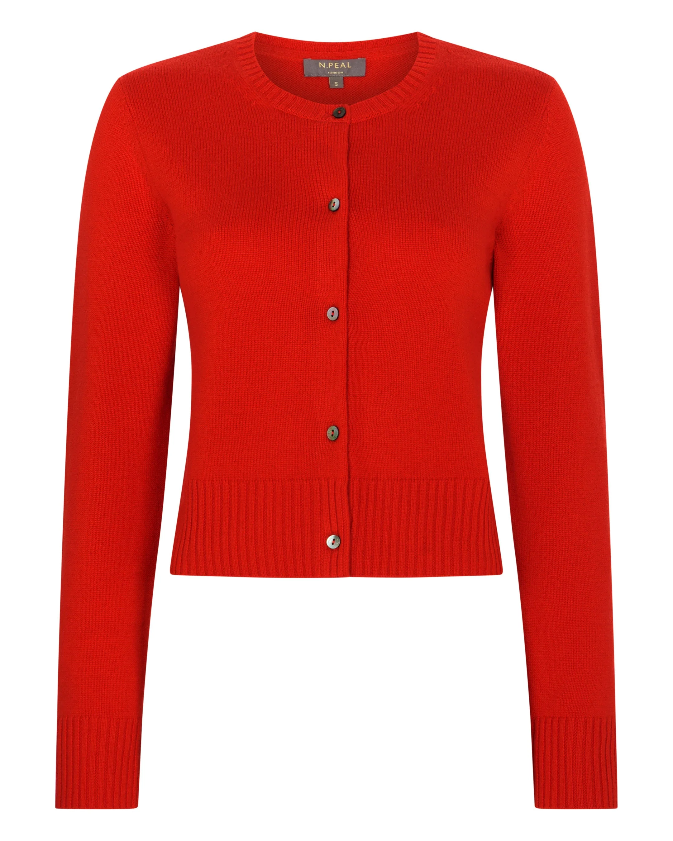 Women's Chunky Crop Cashmere Cardigan Tomato Red - Image 2