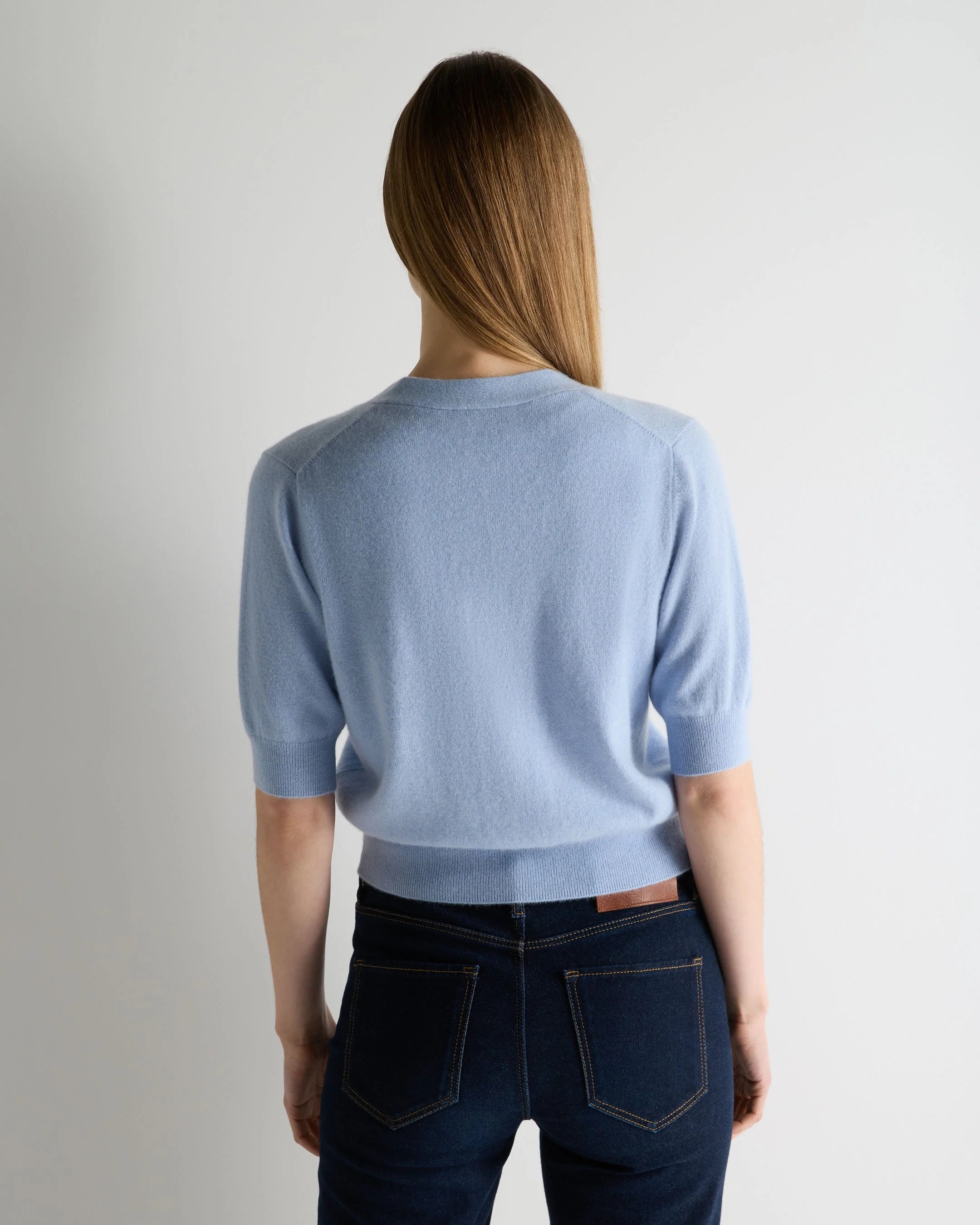 Women's Clara V Neck Cashmere Cardigan Sea Mist Blue - Image 4