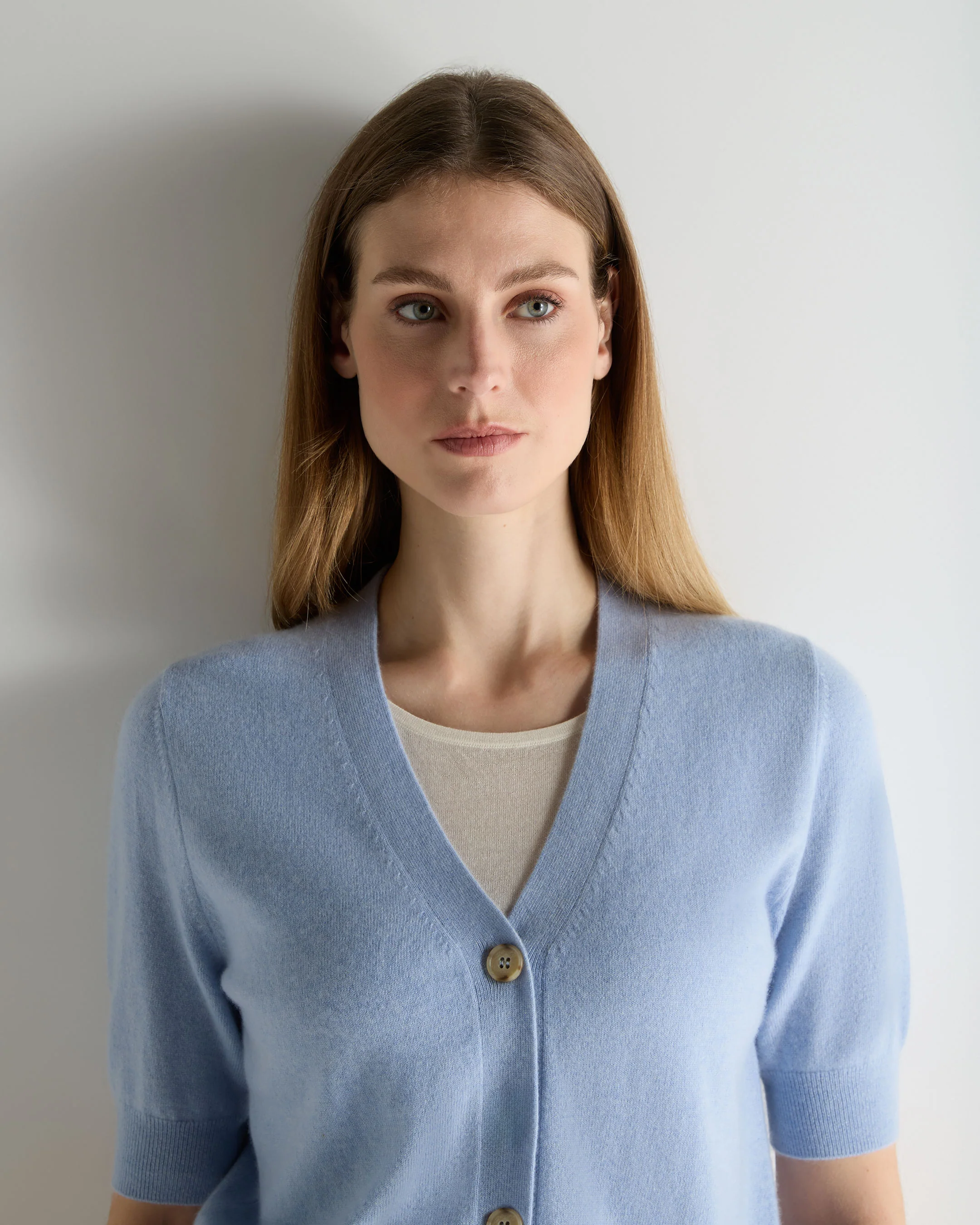 Women's Clara V Neck Cashmere Cardigan Sea Mist Blue - Image 5