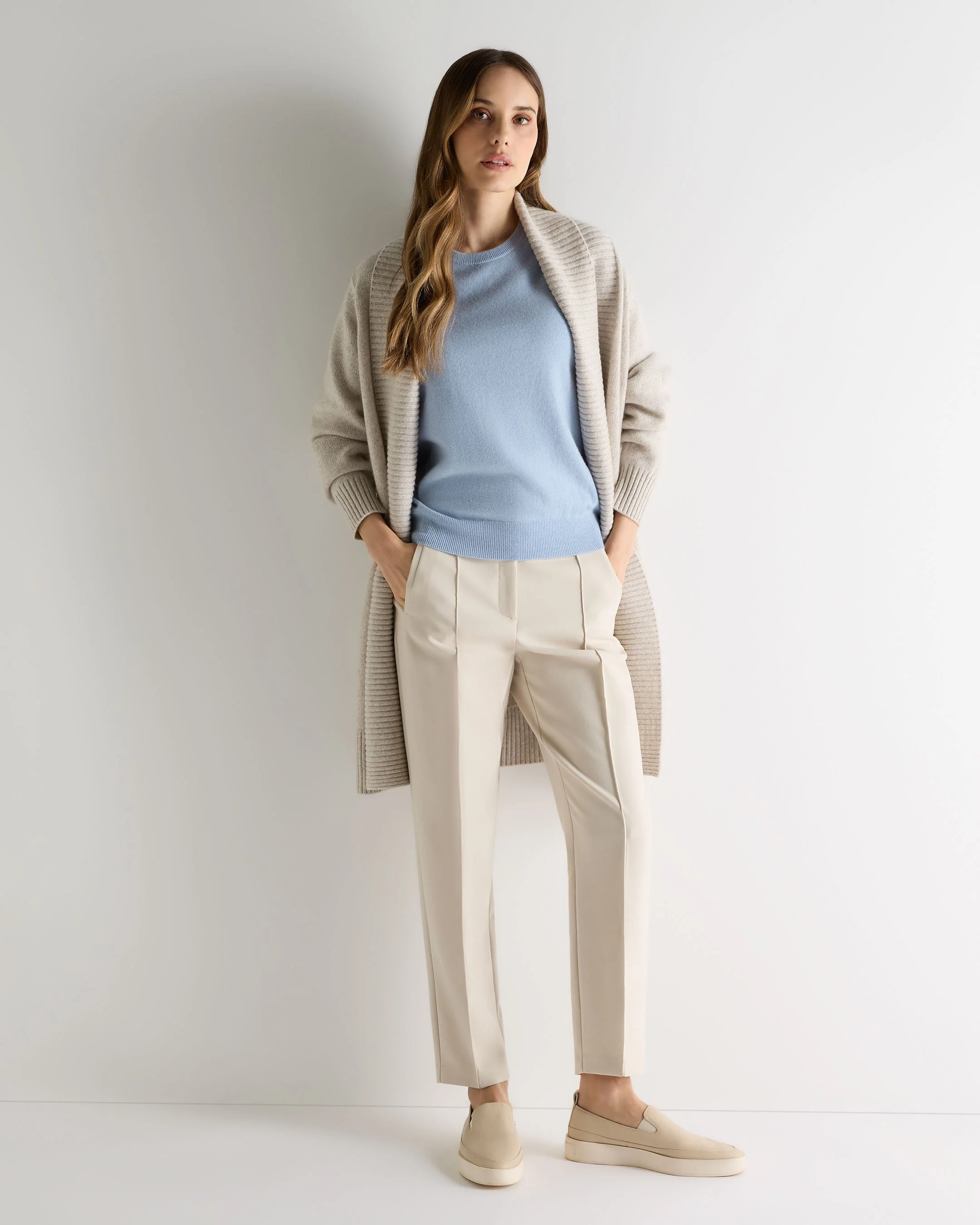 Women's Milly Classic Cashmere T-Shirt Sea Mist Blue - Image 3