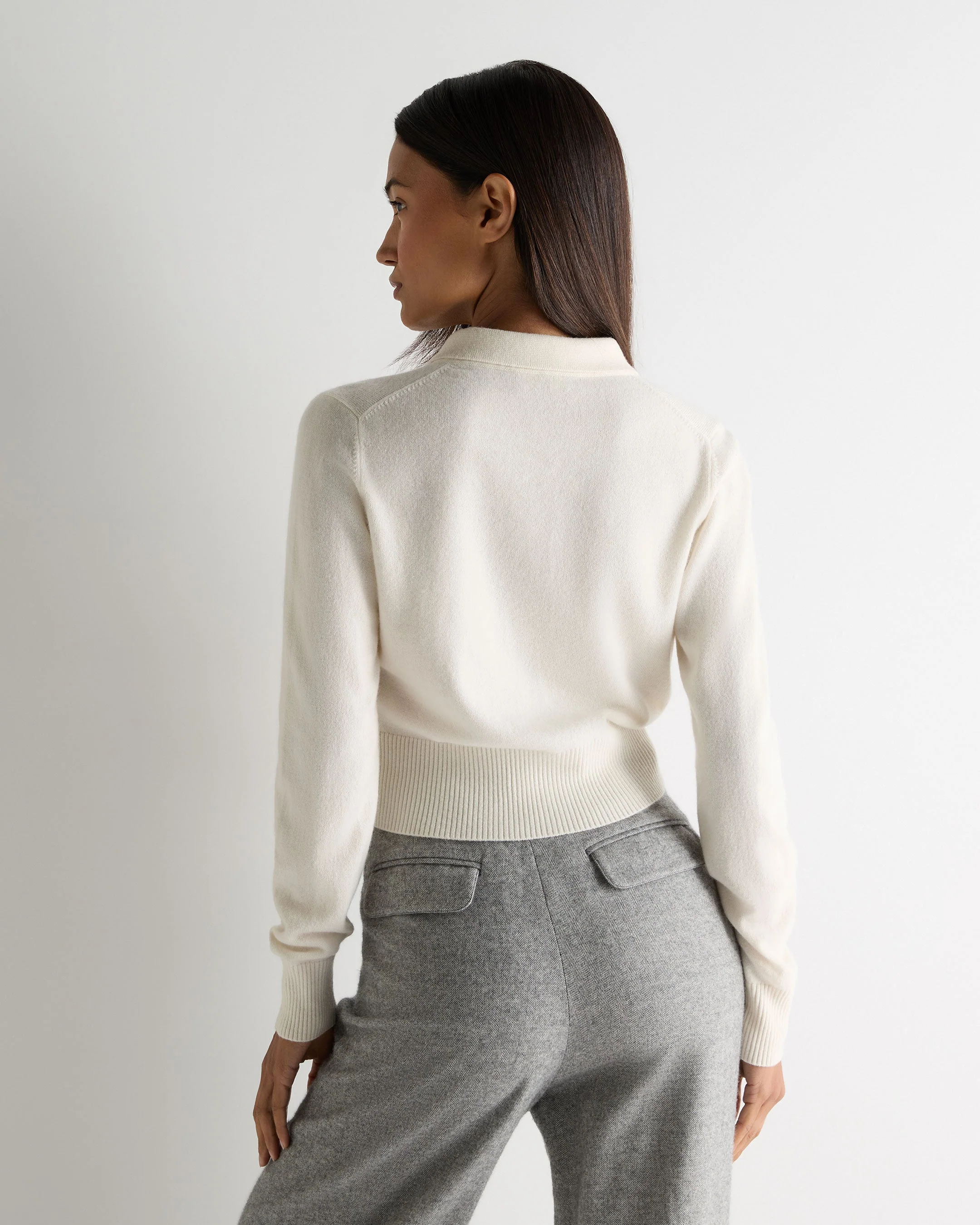 Women's Thea Collared Cashmere Cardigan New Ivory White - Image 4