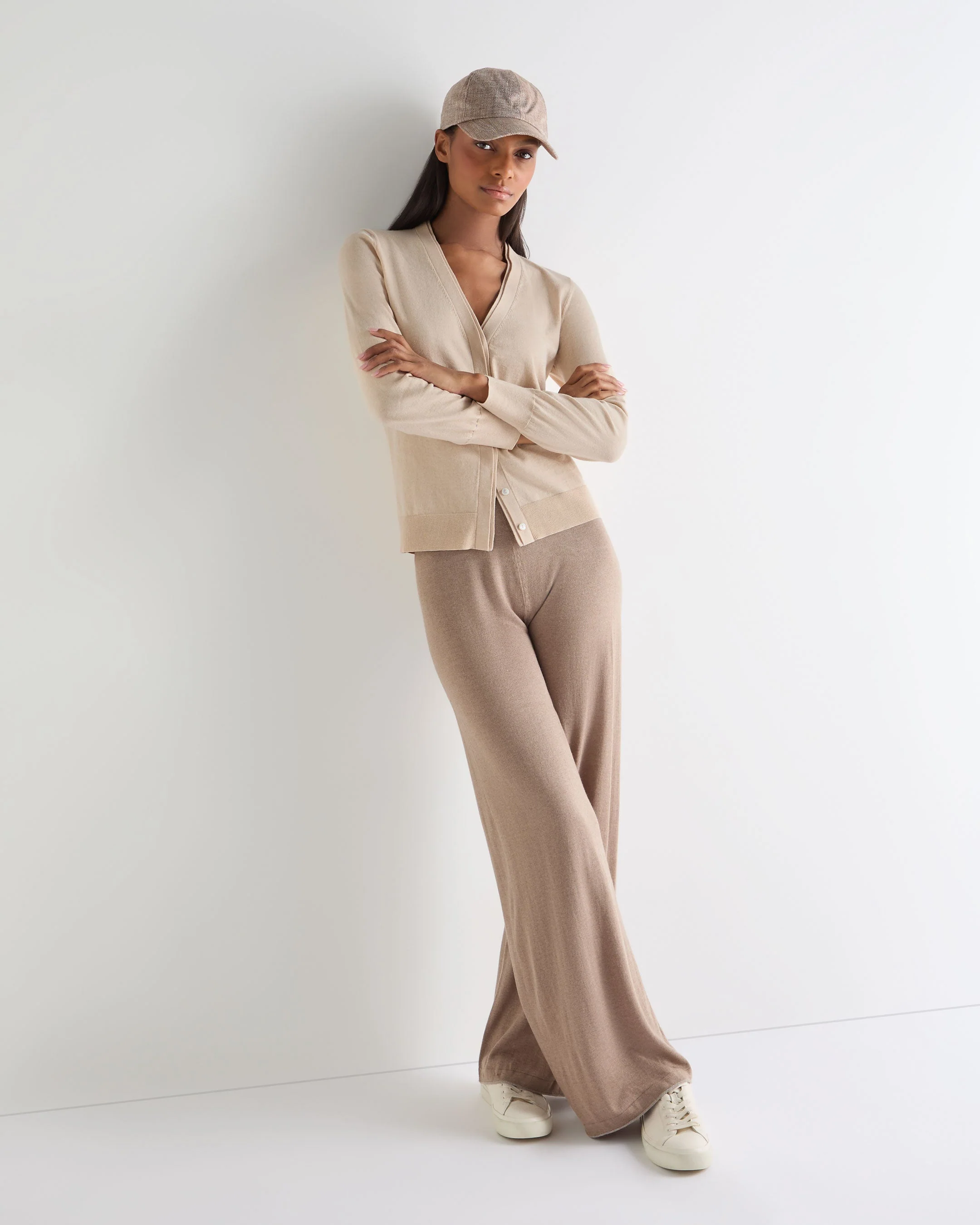 Women's Cotton Cashmere Cardigan Natural Brown - Image 3