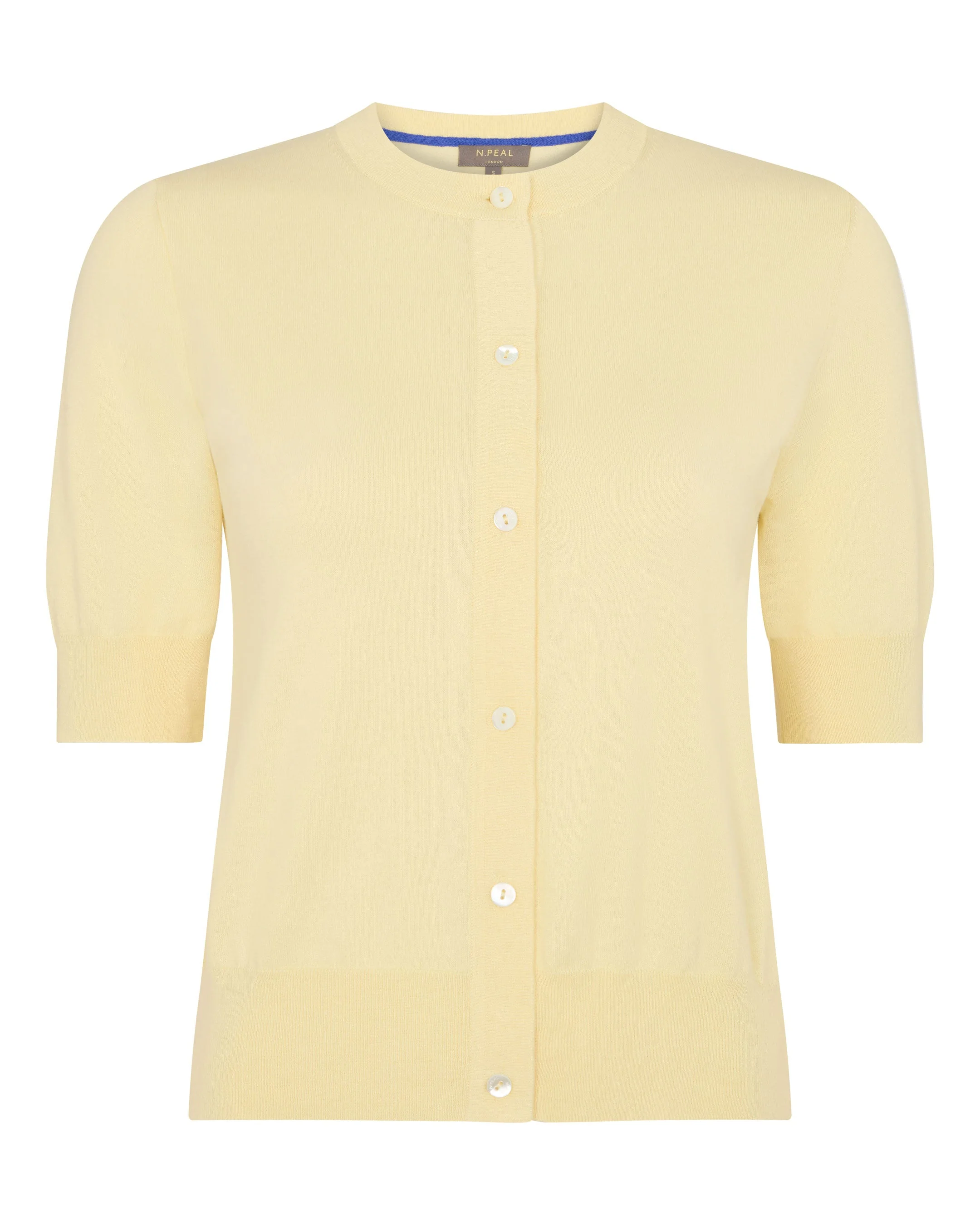 Women's Cotton Cashmere Short Sleeve Cardigan Lemon Yellow - Image 2