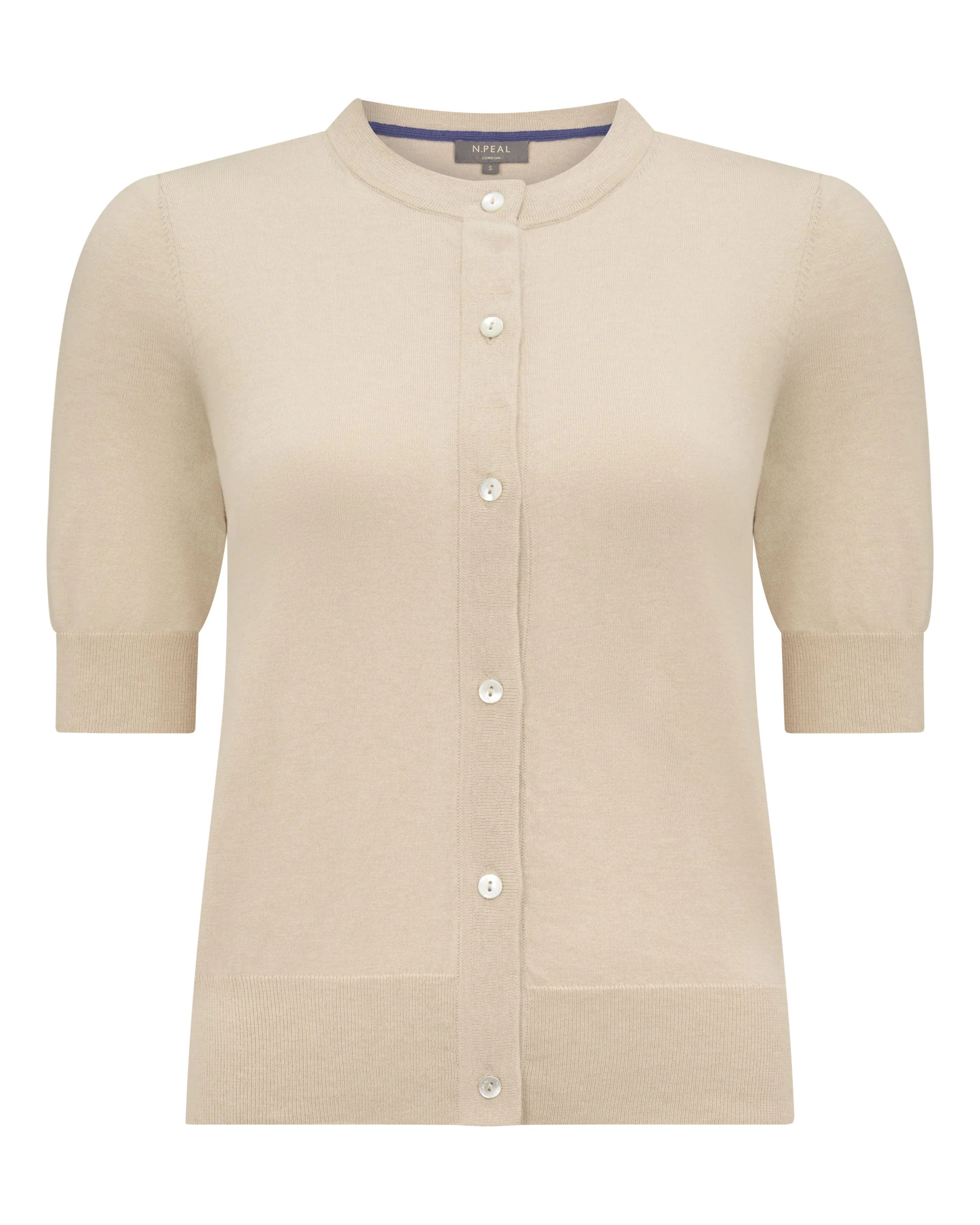 Women's Cotton Cashmere Short Sleeve Cardigan Natural Brown - Image 2