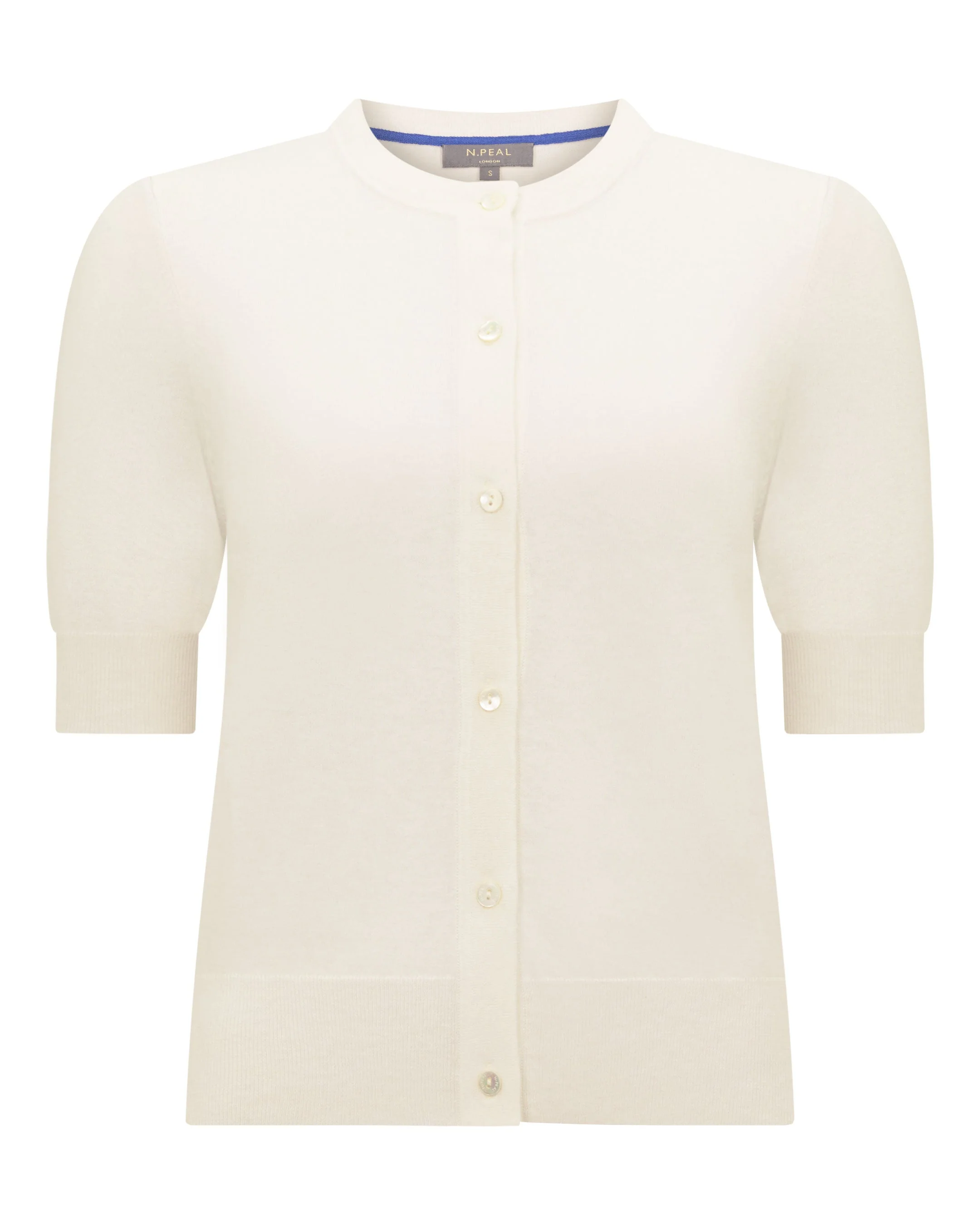Women's Cotton Cashmere Short Sleeve Cardigan New Ivory White - Image 2