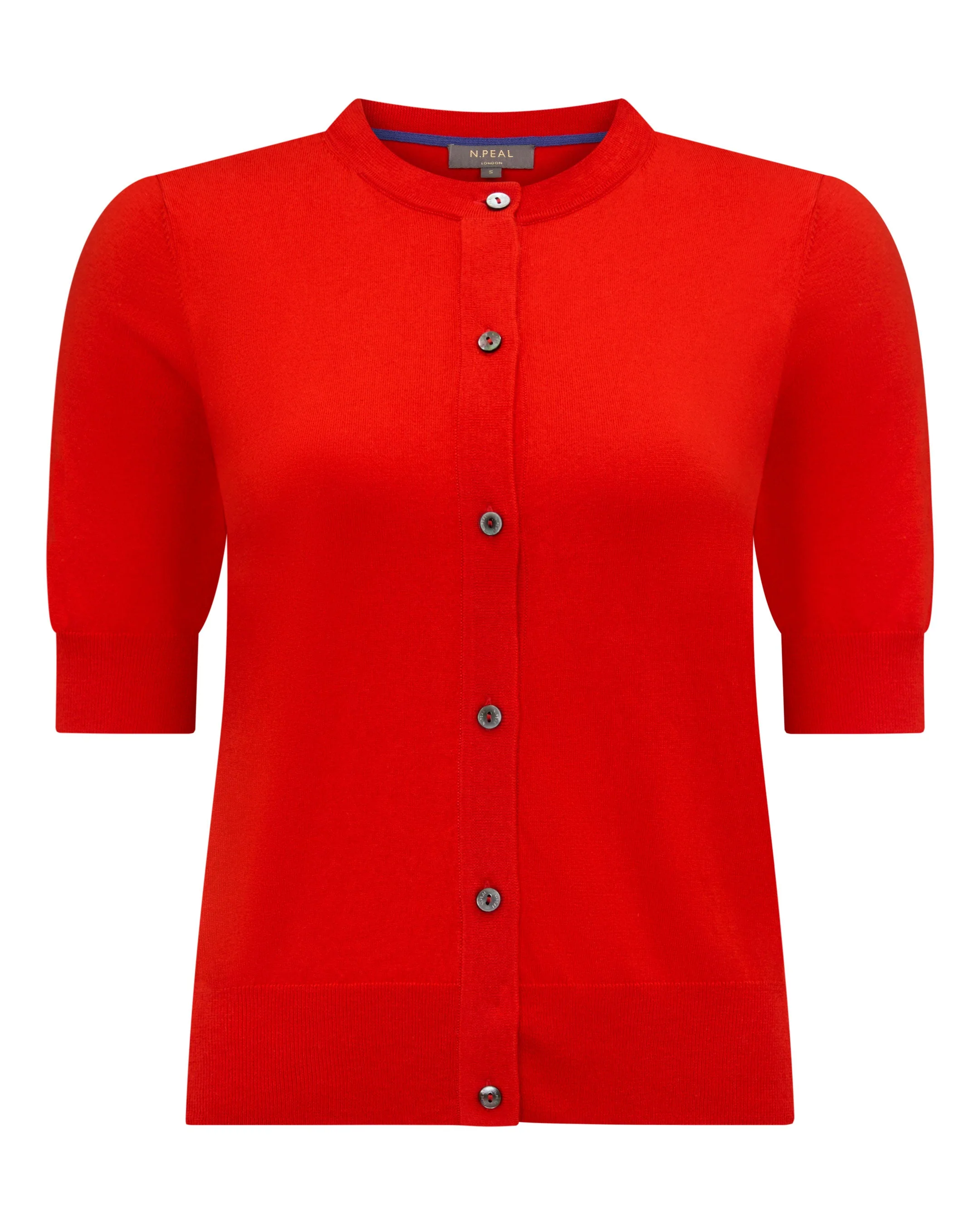 Women's Cotton Cashmere Short Sleeve Cardigan Tomato Red - Image 2