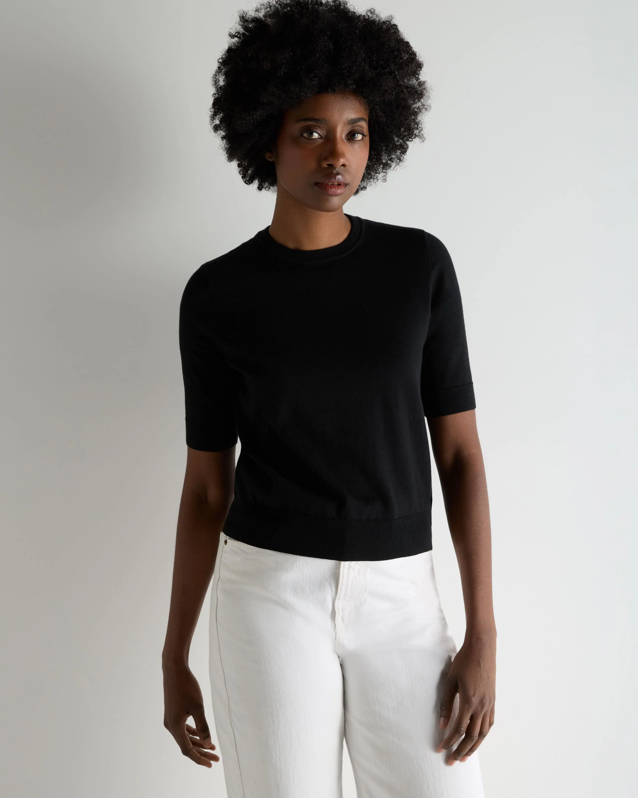 Women's Cotton Cashmere T-Shirt Black