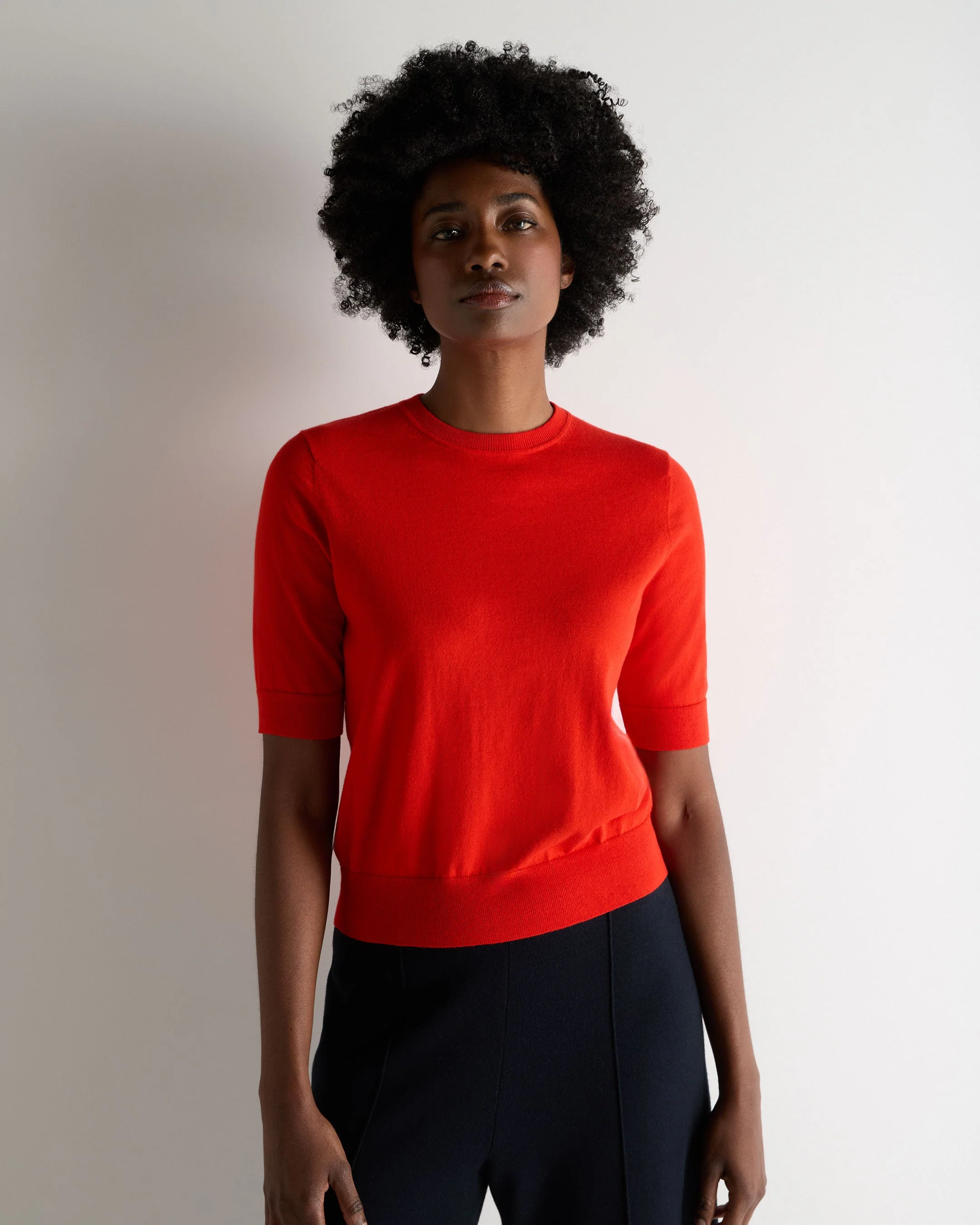 Women's Cotton Cashmere T-Shirt Tomato Red