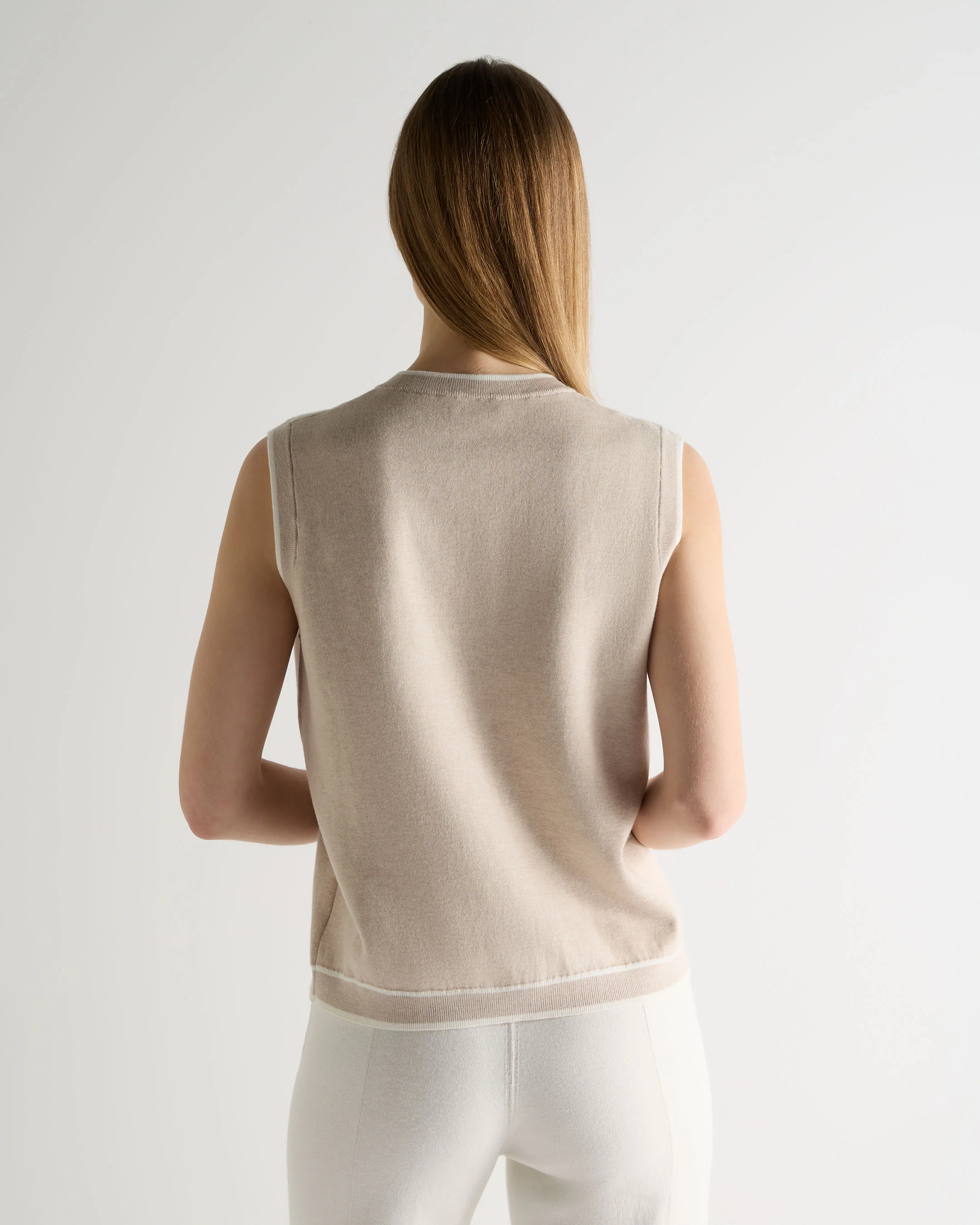 Women's Double Faced Cotton Blend Tank Sandstone Brown - Image 4
