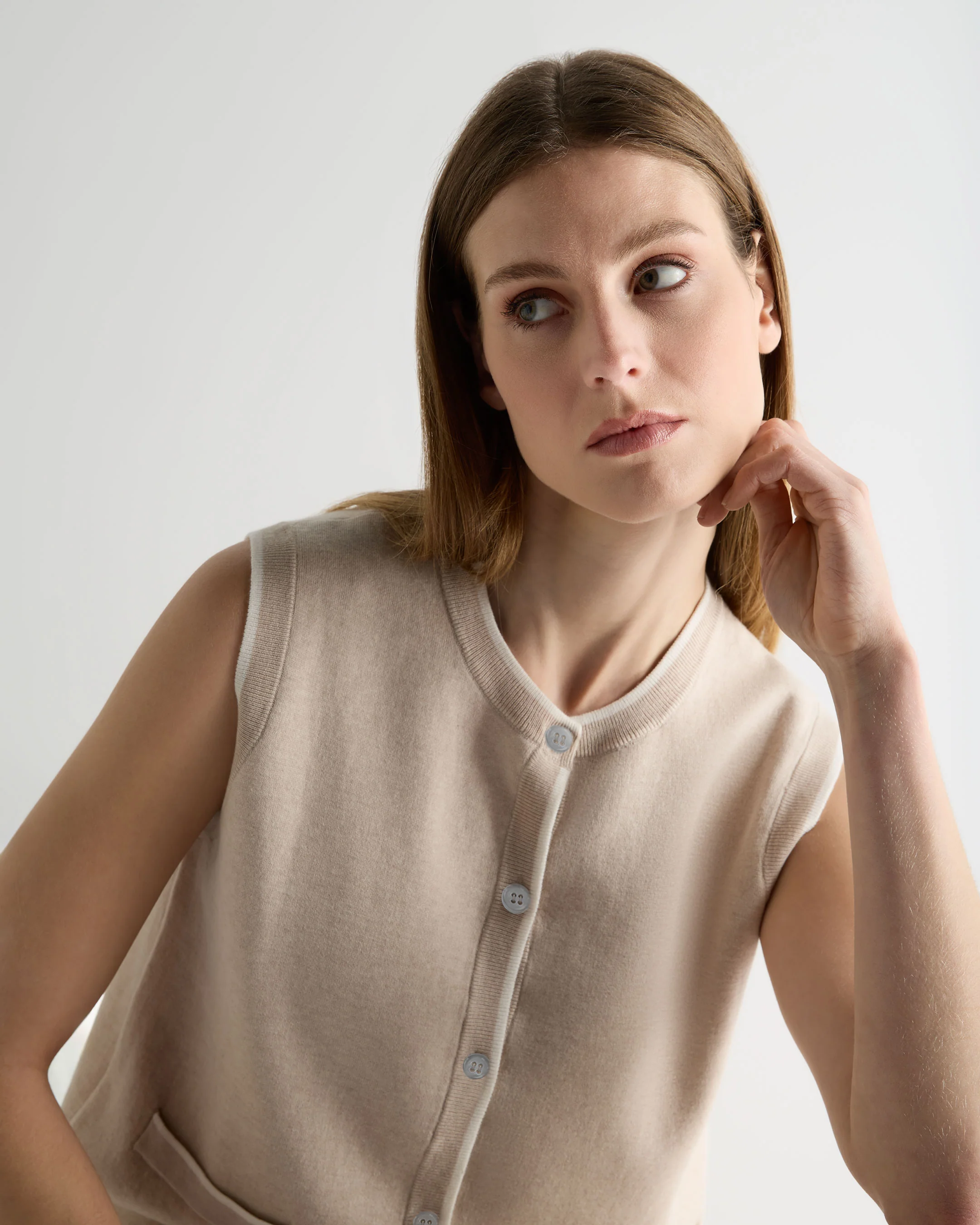 Women's Double Faced Cotton Blend Tank Sandstone Brown - Image 5