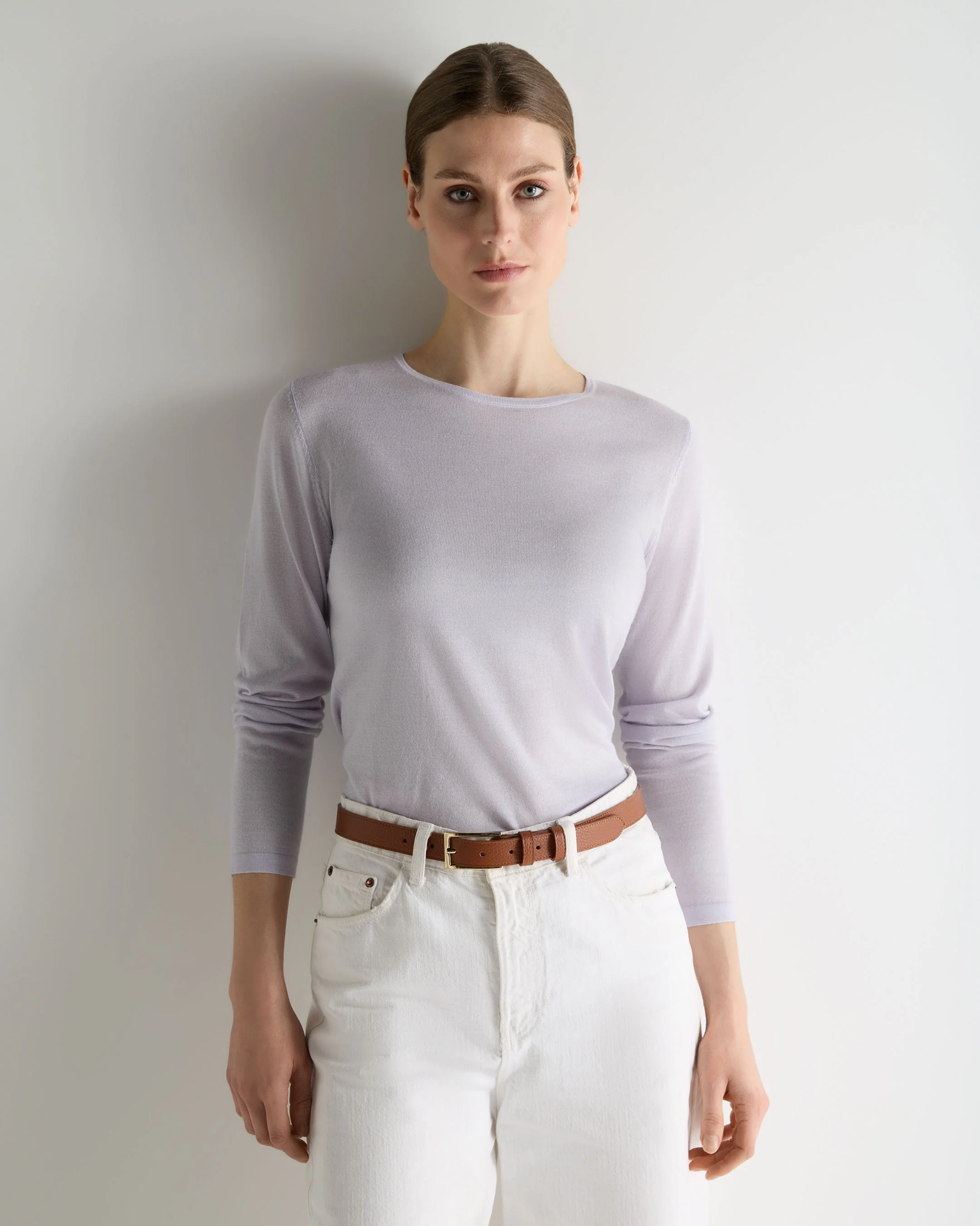 Women's Eden Superfine Cashmere Round Neck Top Lavender Purple