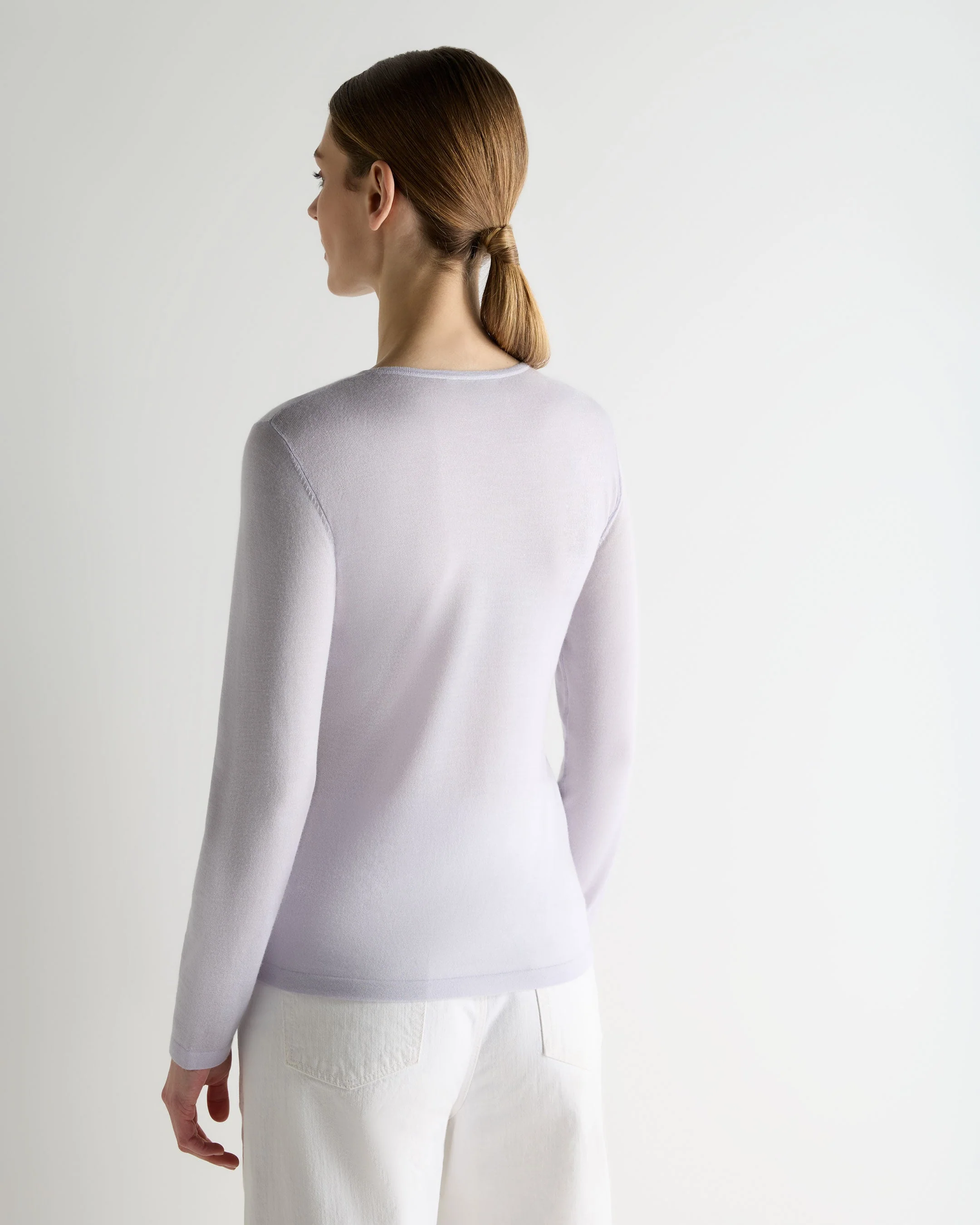 Women's Eden Superfine Cashmere Round Neck Top Lavender Purple - Image 4
