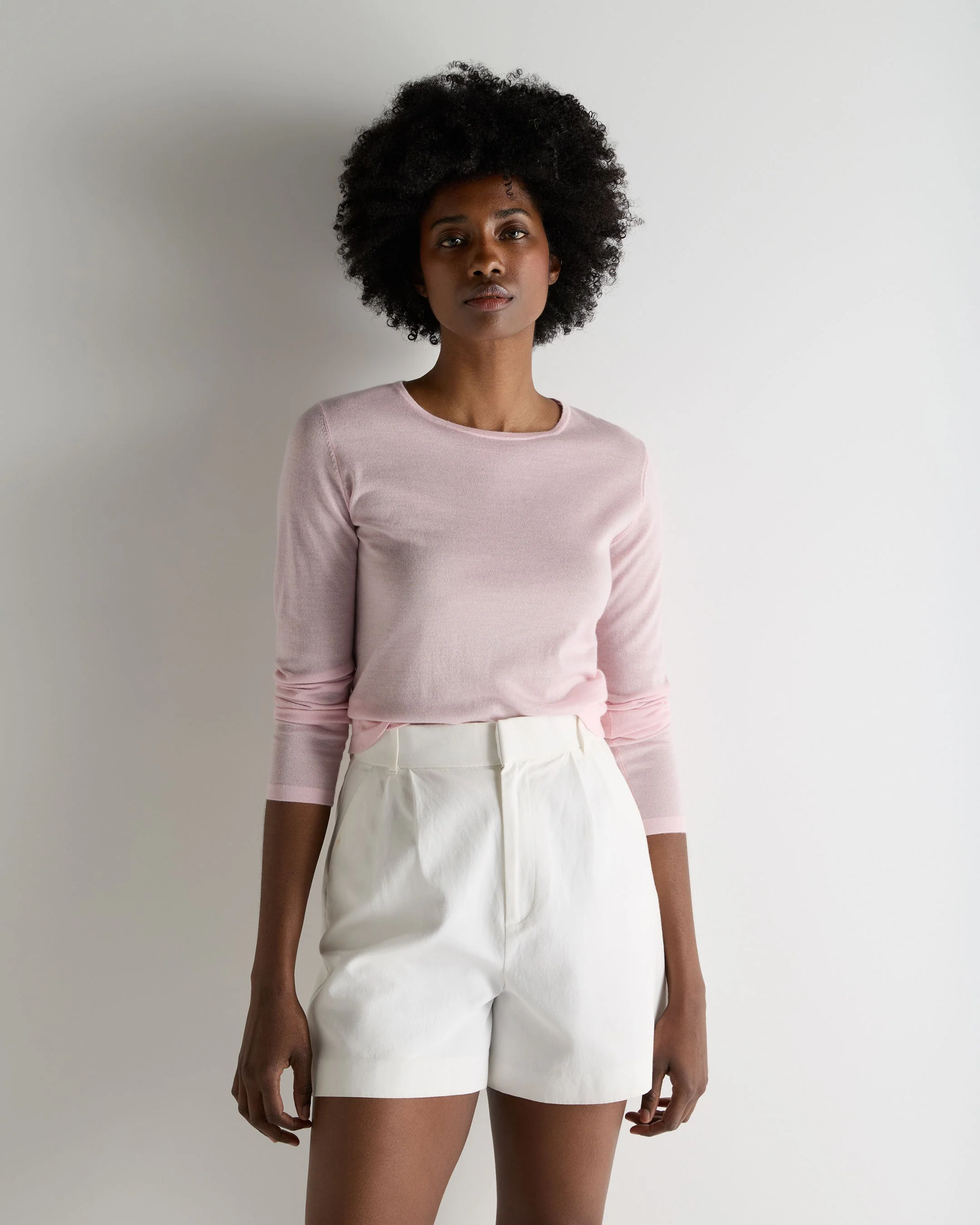 Women's Eden Superfine Cashmere Round Neck Top Rosewater Pink