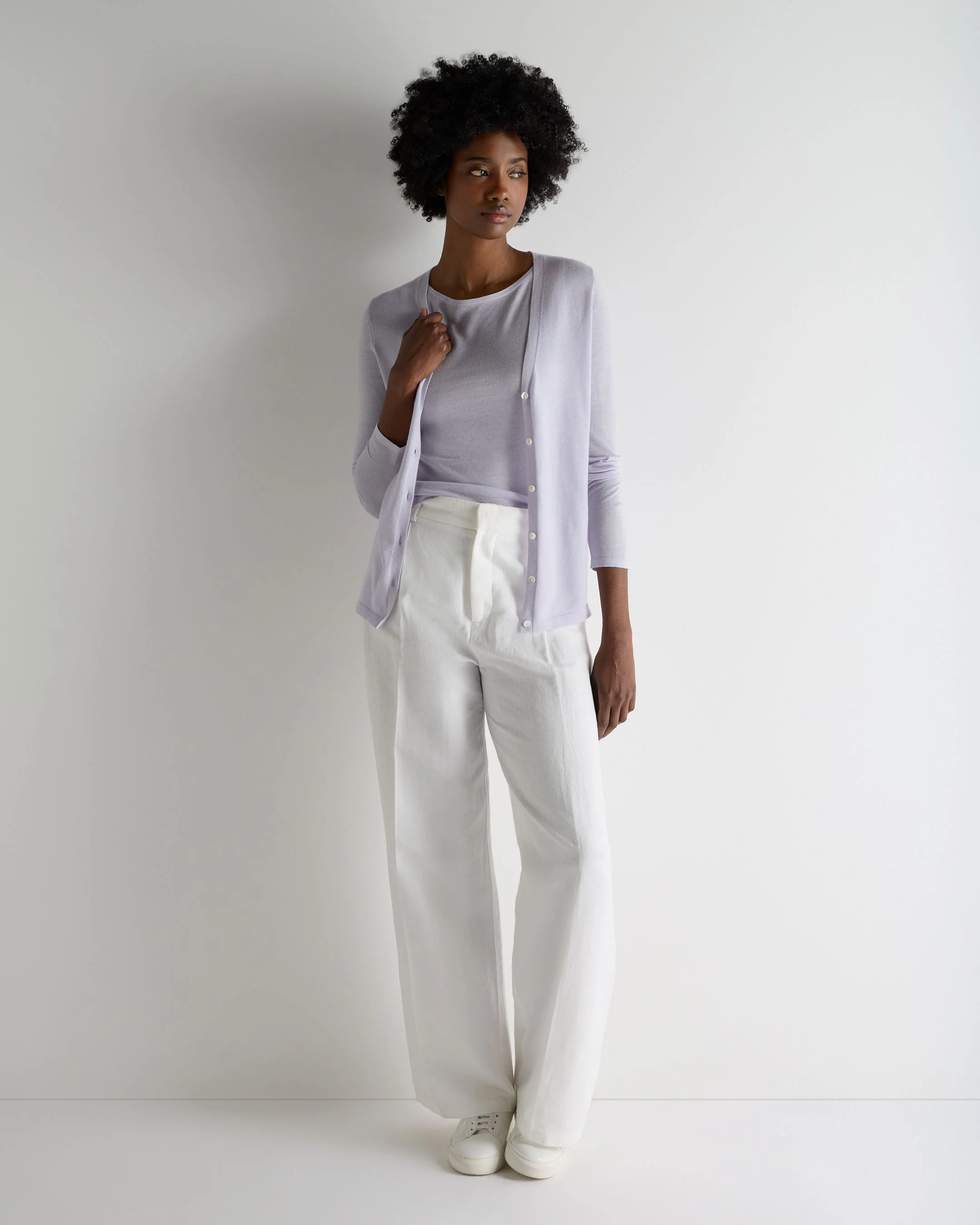 Women's Ella Superfine Cashmere Shell Top Lavender Purple - Image 3