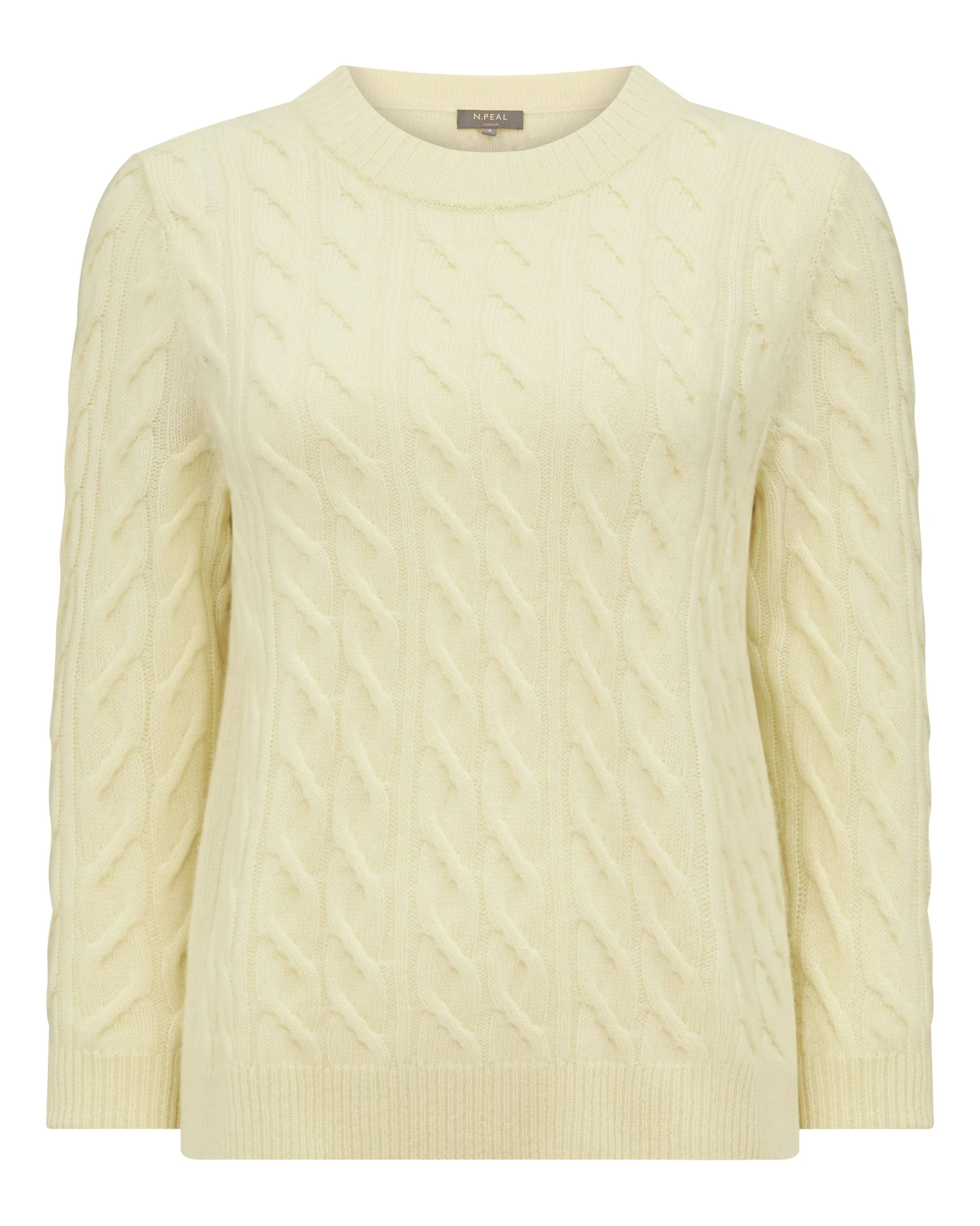 Women's Emilia Cable Round Neck Cashmere Sweater Butter Yellow - Image 2