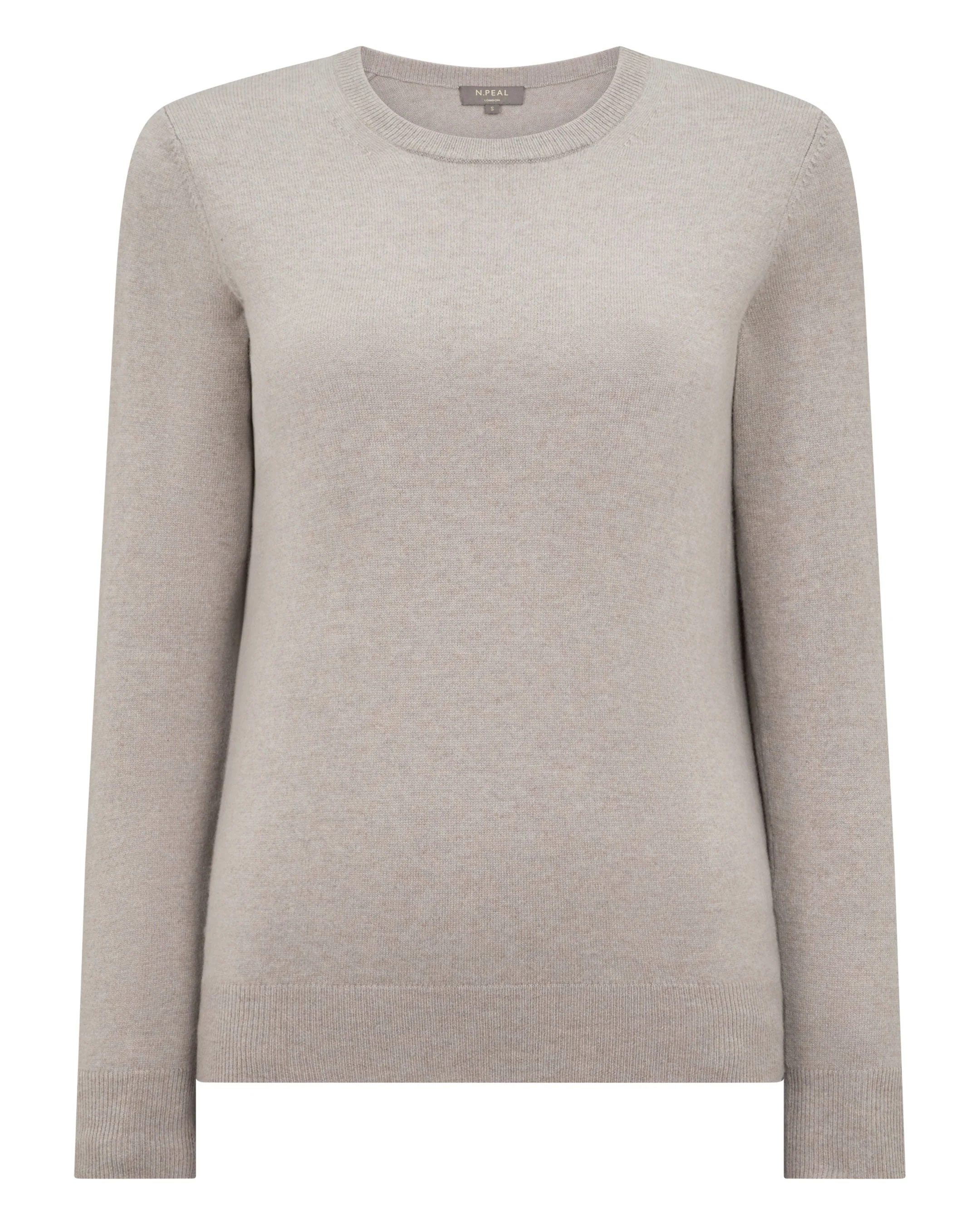 Women's Evie Classic Round Neck Cashmere Sweater Oat Grey - Image 2
